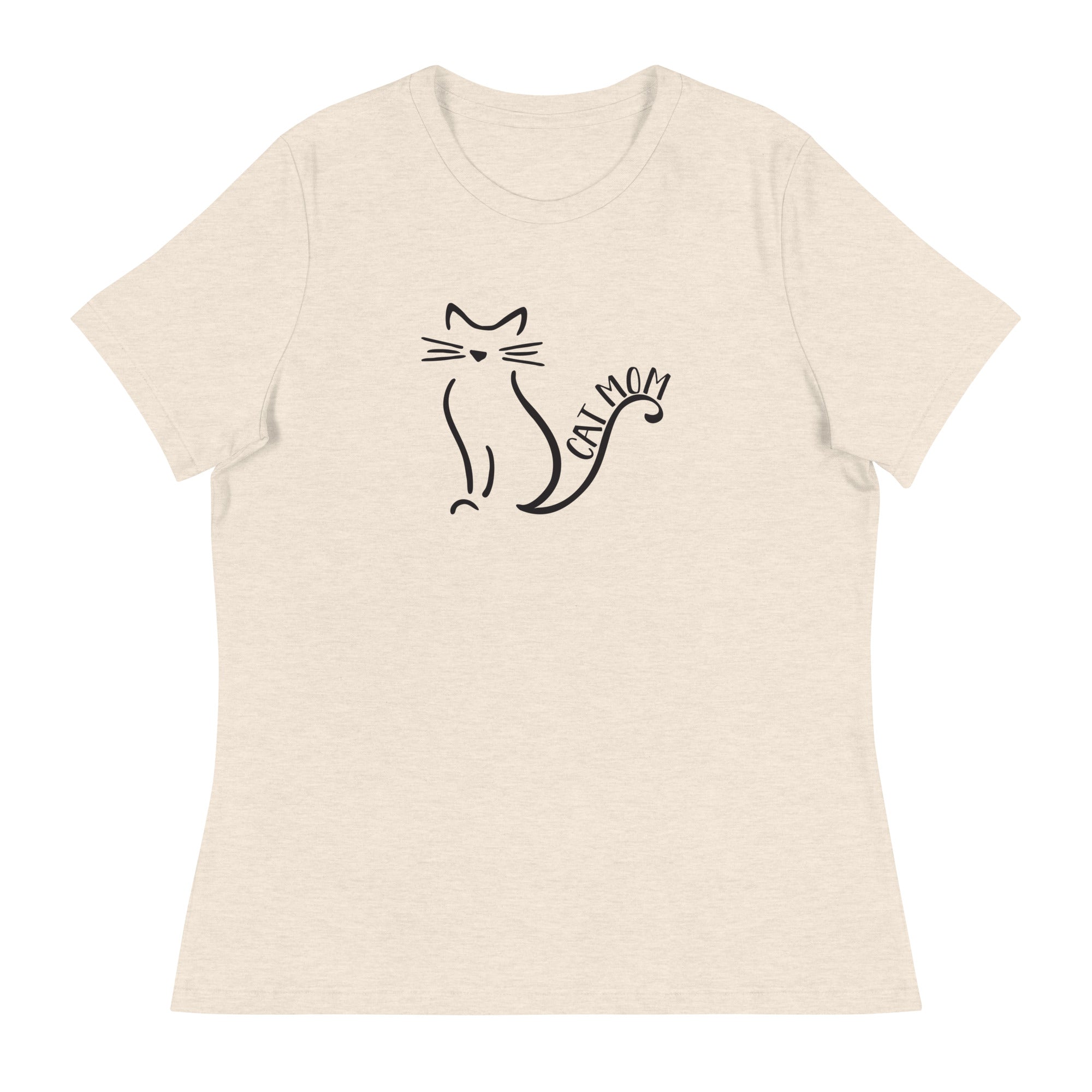 Cat Mom Outlined Women's Relaxed T-Shirt、mySite、camillekostekn