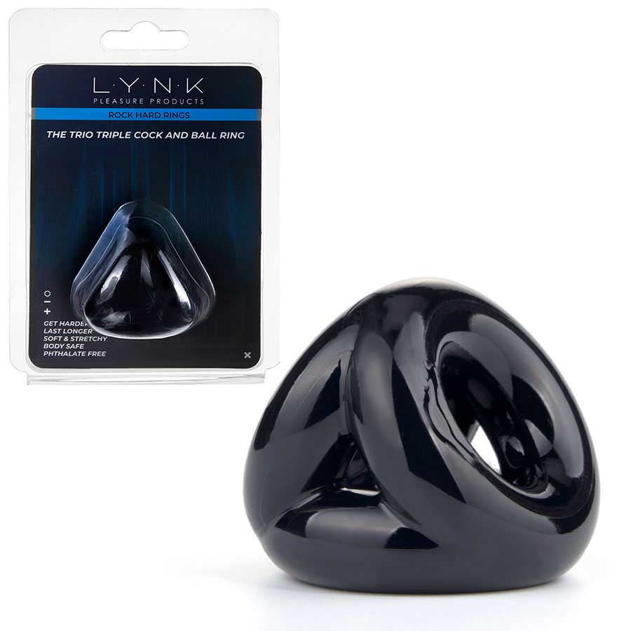 The Trio Cock Ring & Ball Stretcher Black by Lynk Pleasure、mySite、bottomscart