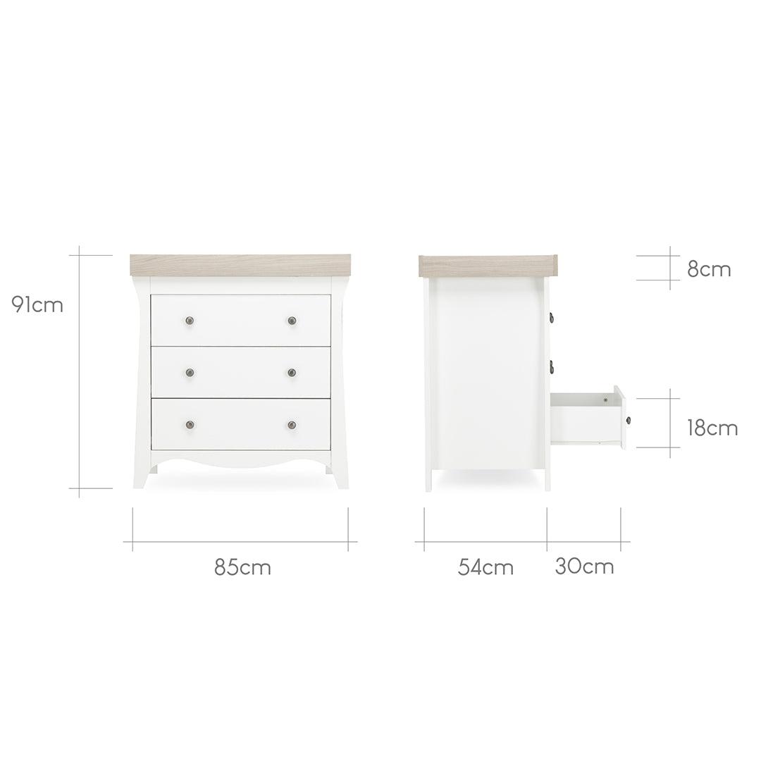 CuddleCo Clara 3 Piece Set 3-Drawer Dresser Cot Bed + Wardrobe - White/Ash、mySite、merchandisen
