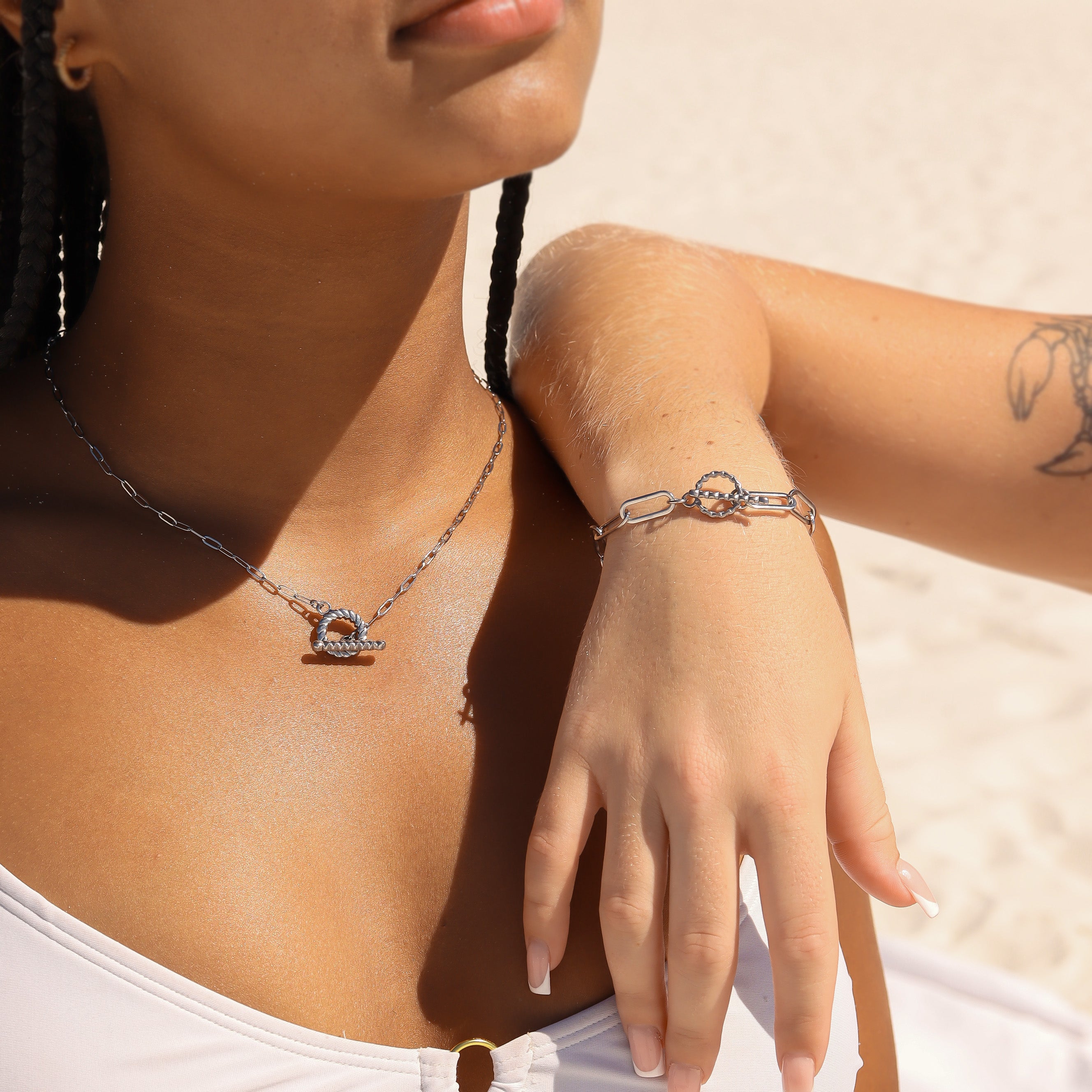 18K Gold PVD Stainless Steel Braided Toggle Clasp / ENC0042、mySite、dreamappss