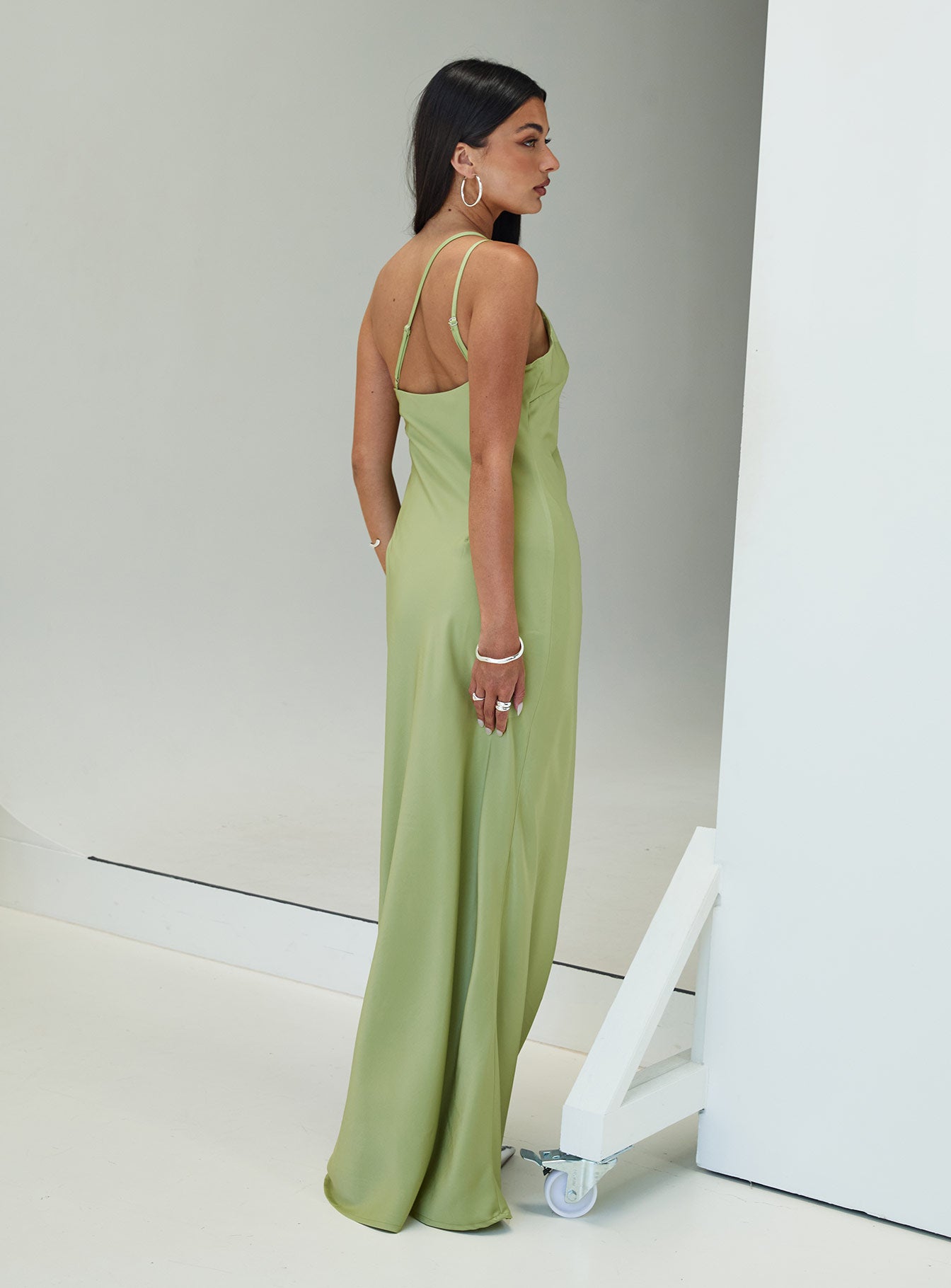 Nehemiah One Shoulder Maxi Dress Green、mySite、solidvoid