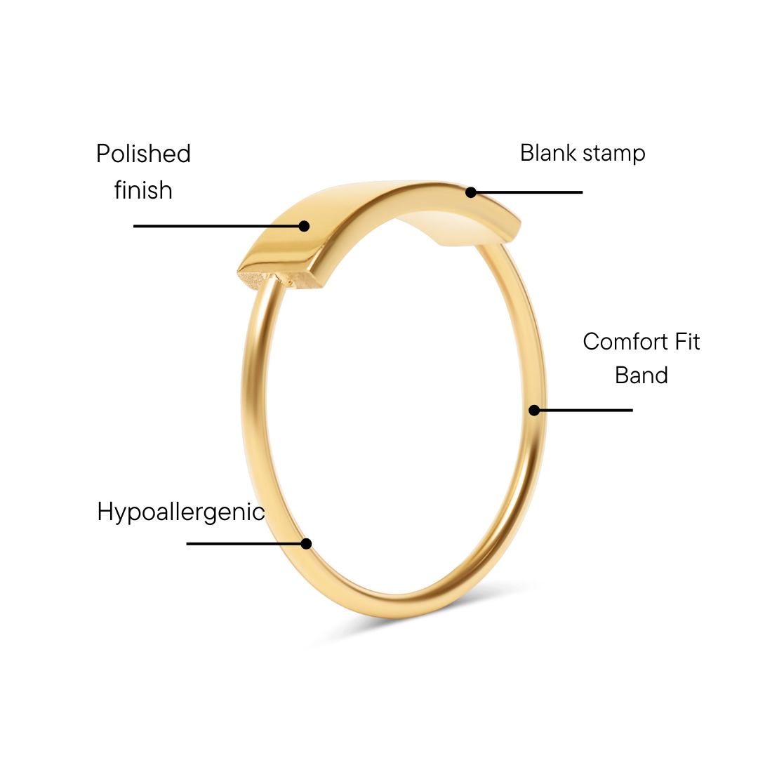 18K Gold PVD Stainless Steel Blank Stamping Ring / CFR7036、mySite、dreamappss