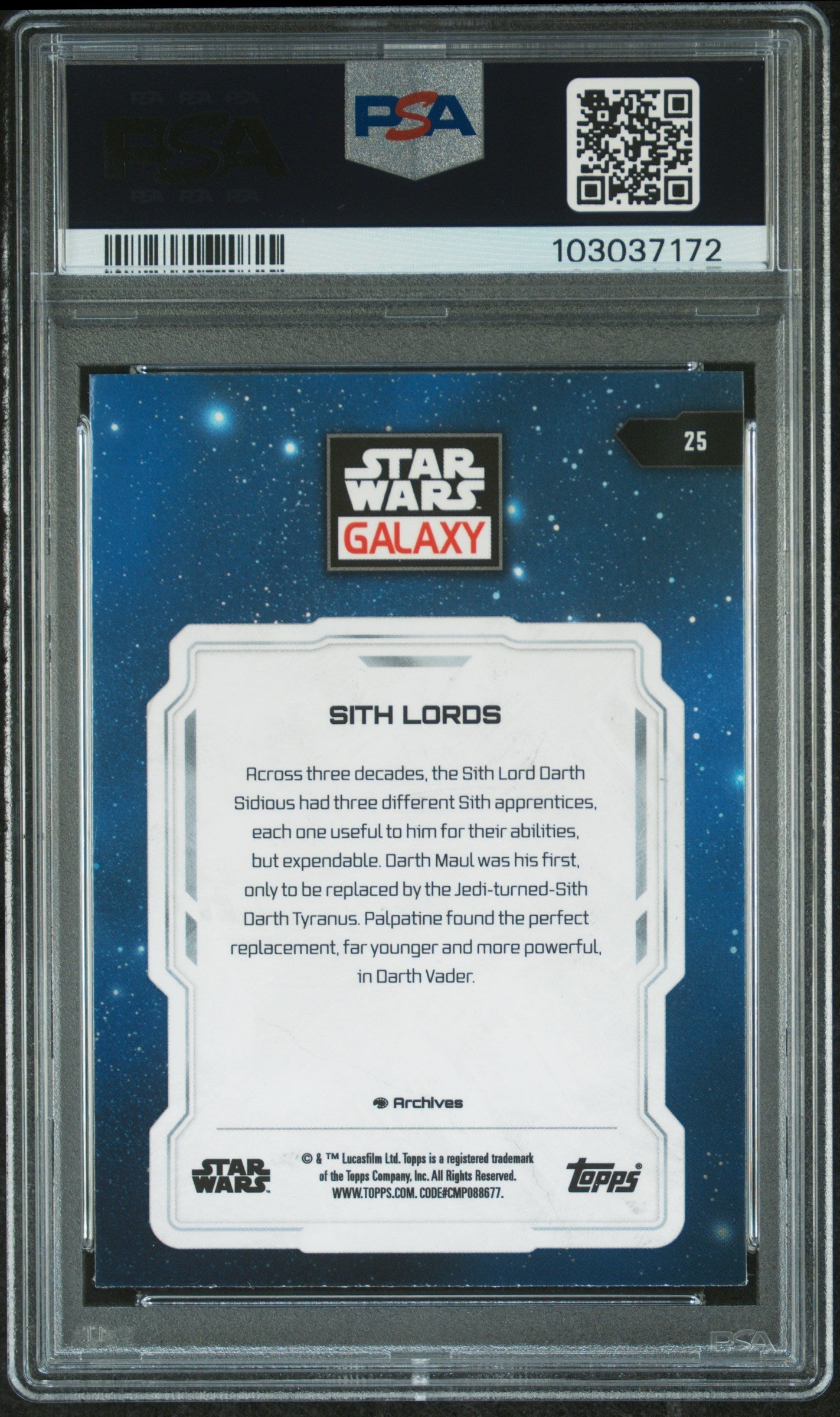 Sith Lords #25 Mini Diamond PSA 9 Topps Chrome Star Wars Galaxy 2024、mySite、waistdrama