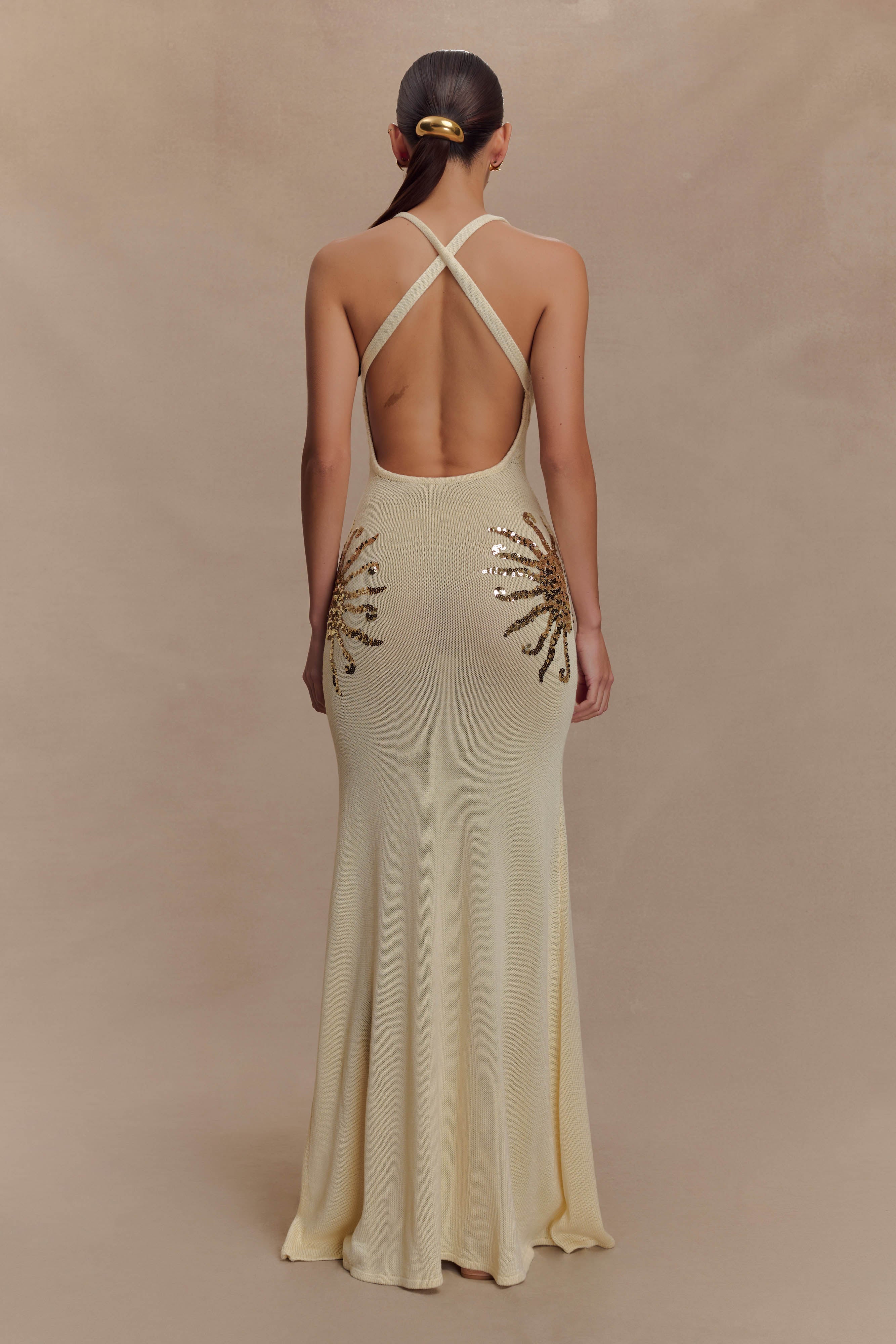 Ellington Knit Maxi Dress With Sequin - Ivory、mySite、solidvoid