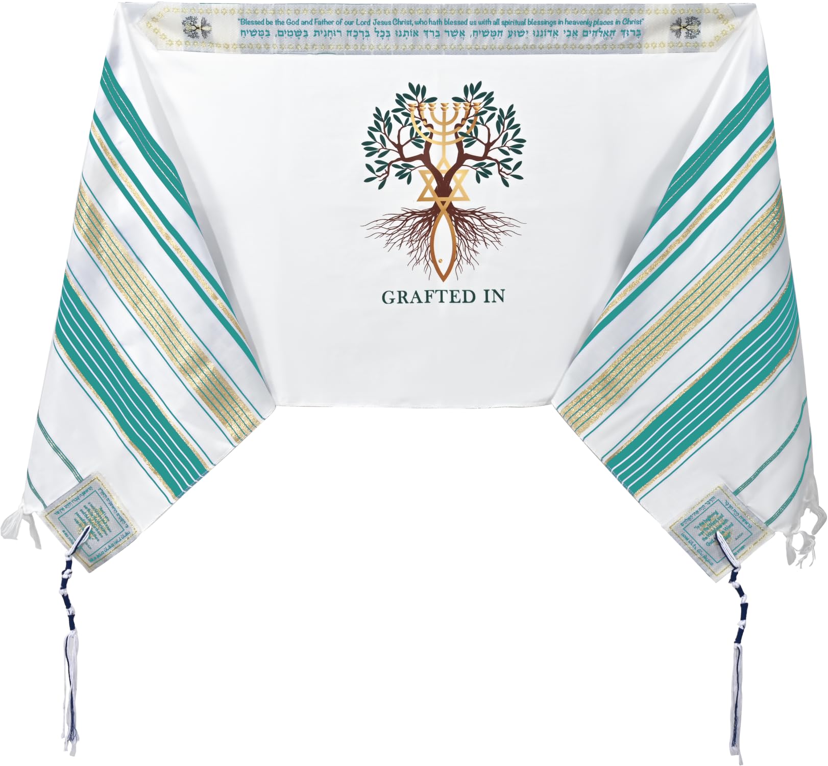 Holy Land Market Grafted IN - Messianic Christian Prayer Shawl/Tallit Prayer Shawl - Creation and Restoration Talit、mySite、topwebapps
