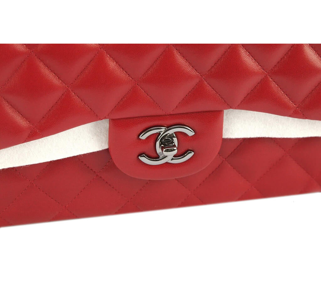 Chanel Jumbo Double Flap Bag Red Ruthenium Hardware、mySite、garminoutage.com