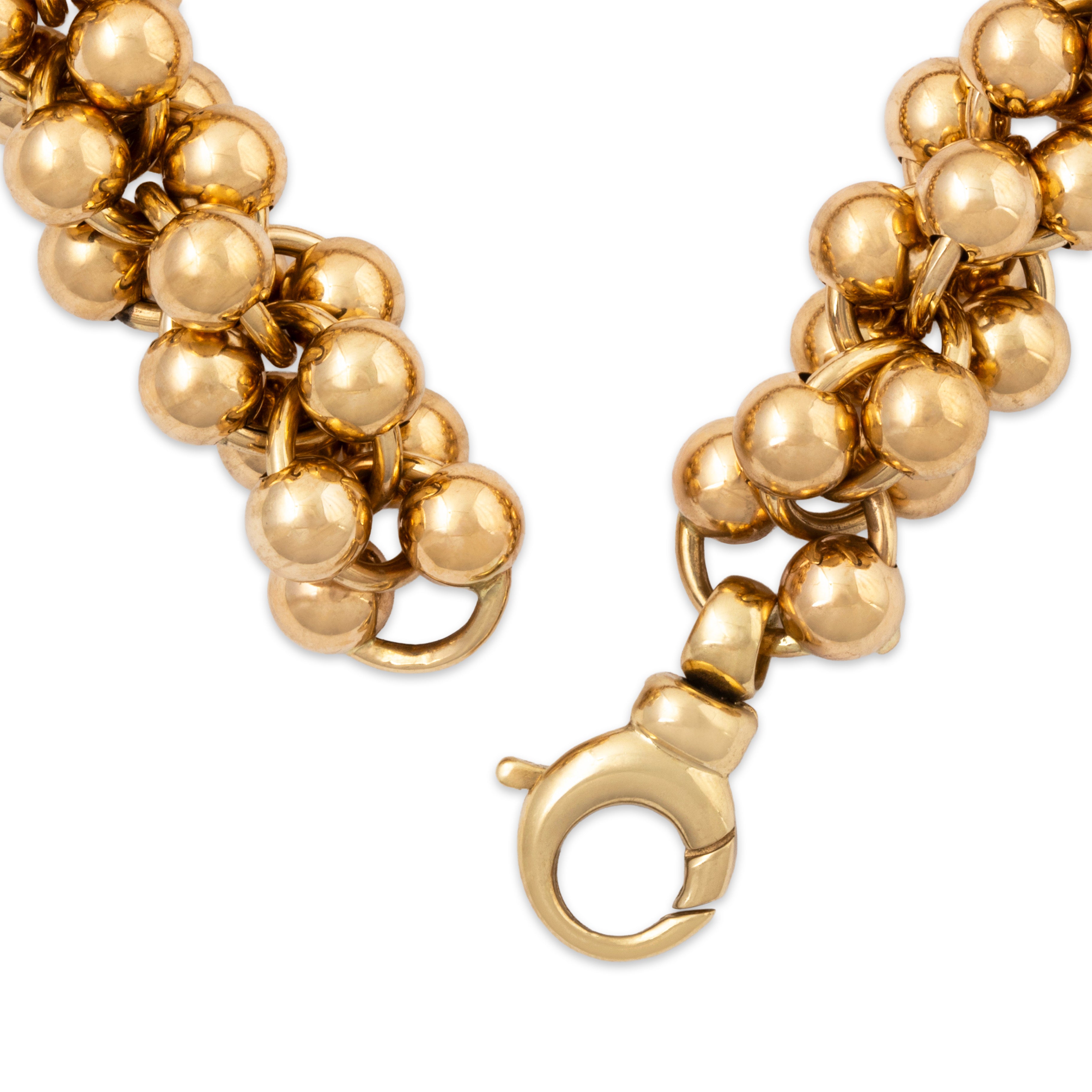 Vintage Lightweight Italian 14k Yellow Gold Bubble Bauble Bracelet 6.5、mySite、hinf8tx79