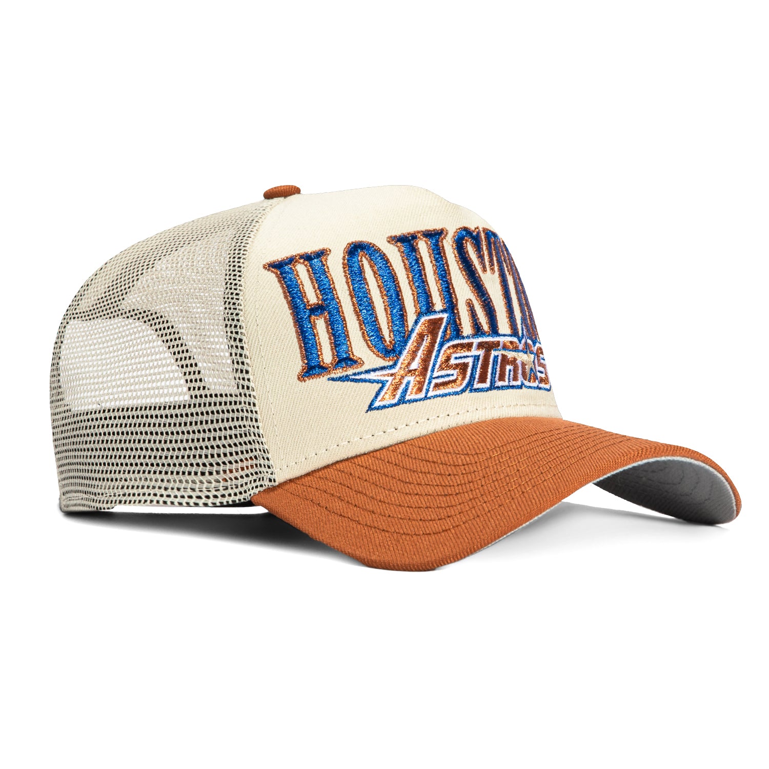 New Era 9Forty A-Frame Houston Astros Snapback Trucker Logo Hat - Stone, Brown、mySite、vikingsvslions