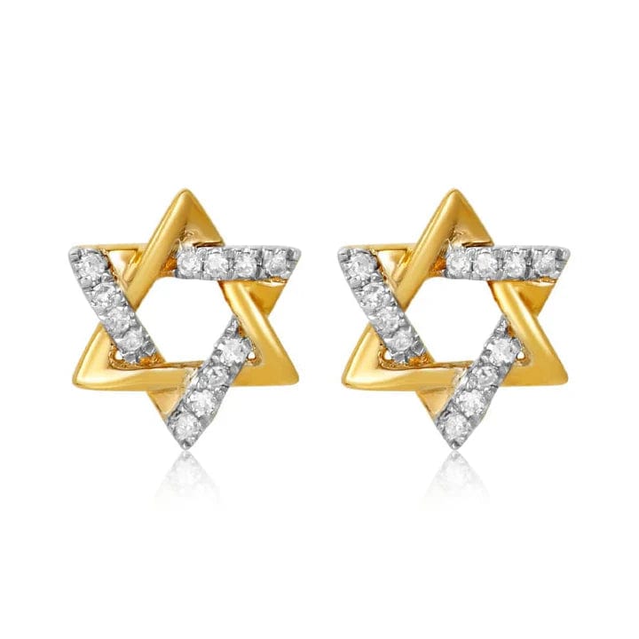 Diamond Star of David Earrings - 14k Yellow or White Gold、mySite、topwebapps