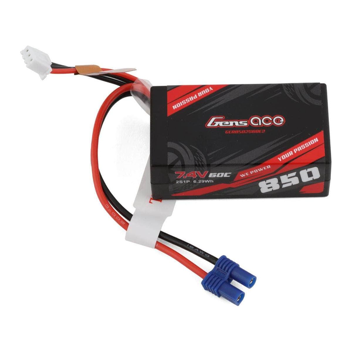  GEA8502S60E2, Gens Ace 2S LiPo Battery 60C (7.4V/850mAh) w/EC2 Connector (Losi Mini-B)、mySite、merchandisen