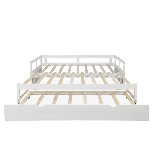 Extending Daybed with Trundle, Wooden Daybed with Trundle, White、、casual