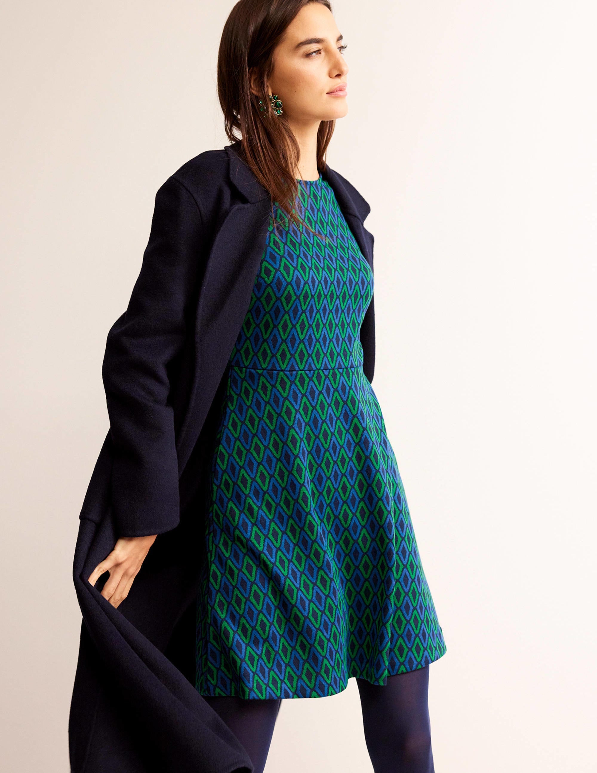  Jacquard A-Line Short Dress-Atlantic, Azure Jacquard、mySite、ashleygrahame