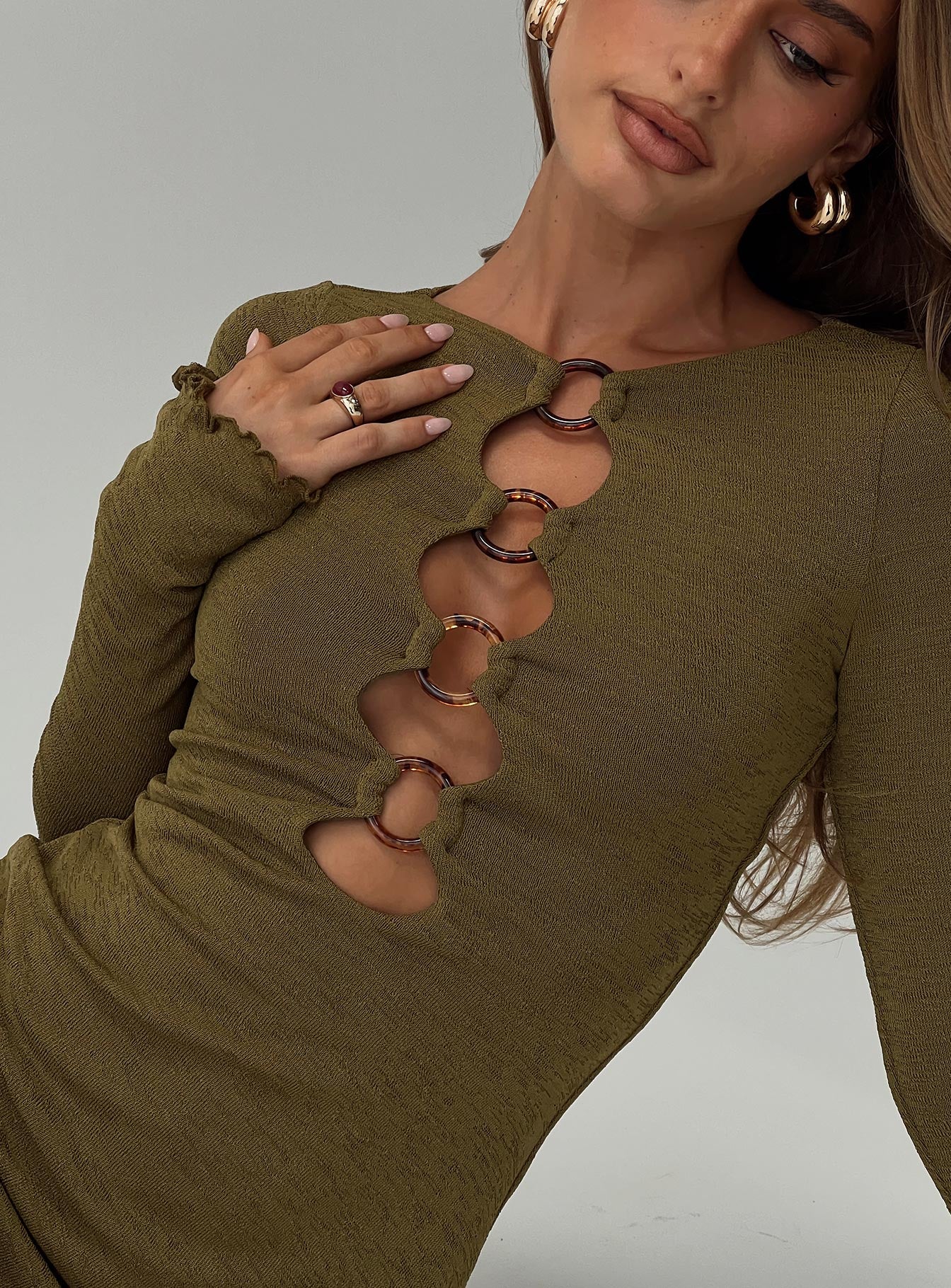 Dejonge Ring Mini Dress Olive、mySite、solidvoid