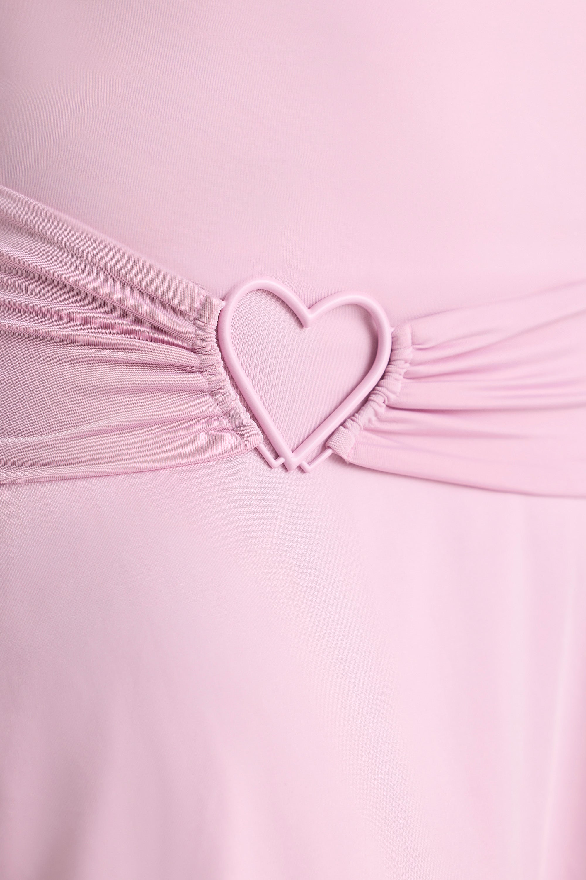 Heart Detail Cowl Neck Mini Dress in Soft Pink、mySite、solidvoid