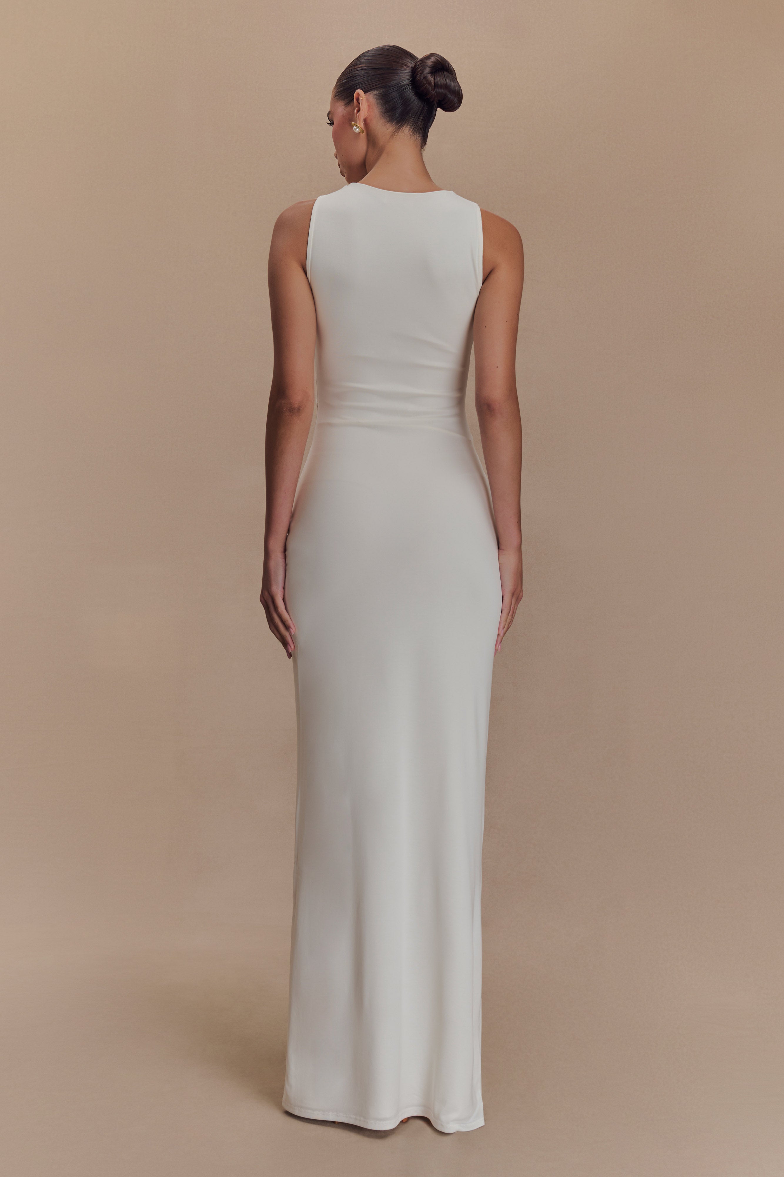 Kassidy Peached Jersey Maxi Dress - Ivory、mySite、solidvoid