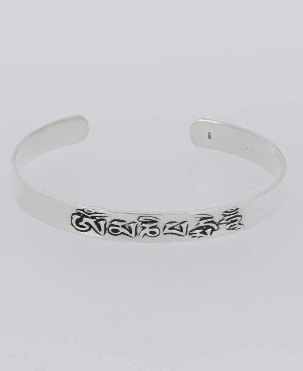 Sterling SIlver Om Mani Padme Hum Mantra Cuff Bracelet、mySite、topwebapps