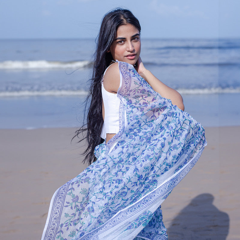 Kota Handblock Printed Saree | Blue、mySite、camillekostekn