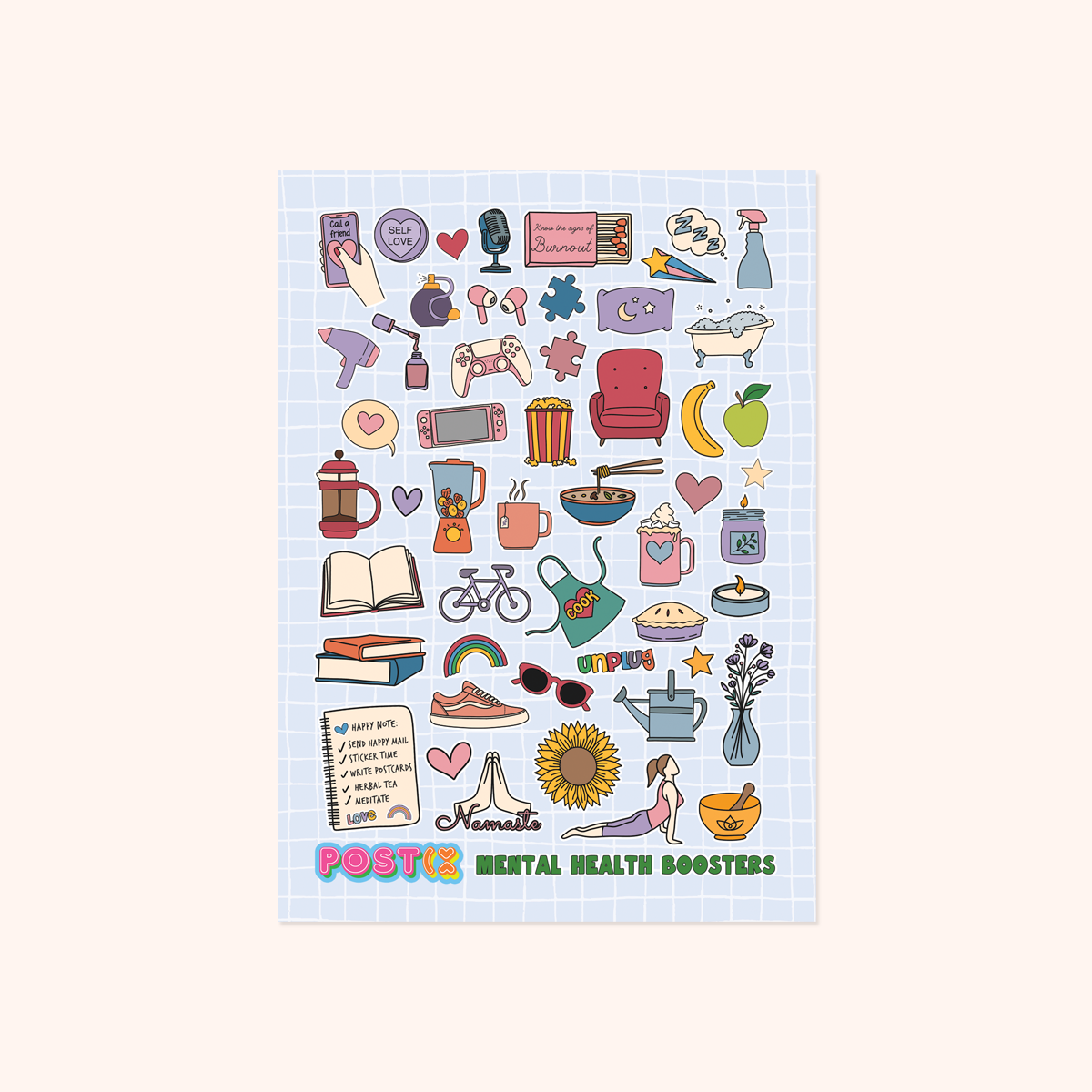  Mental Health Boosters Paper Sticker Sheet、mySite、ghnorth
