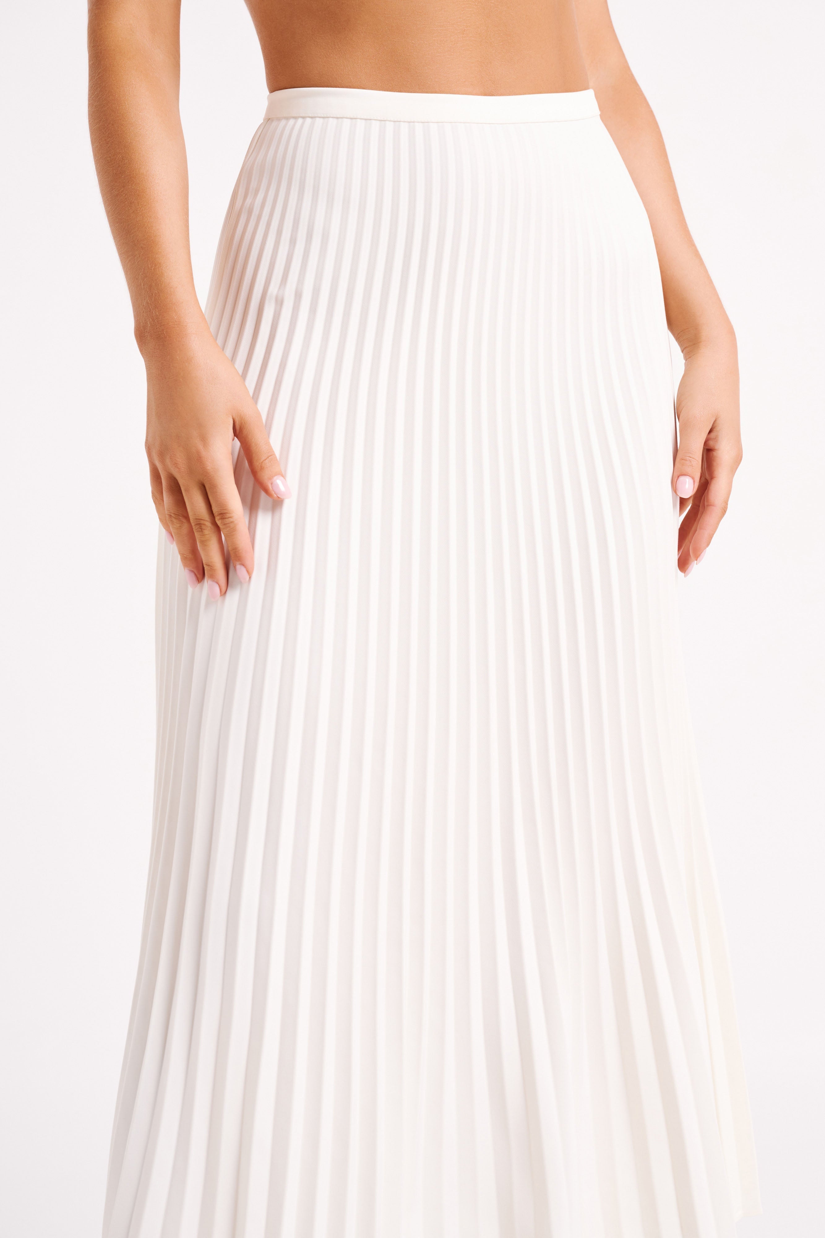 Twyla Pleated Suiting Maxi Skirt - Ivory、mySite、solidvoid