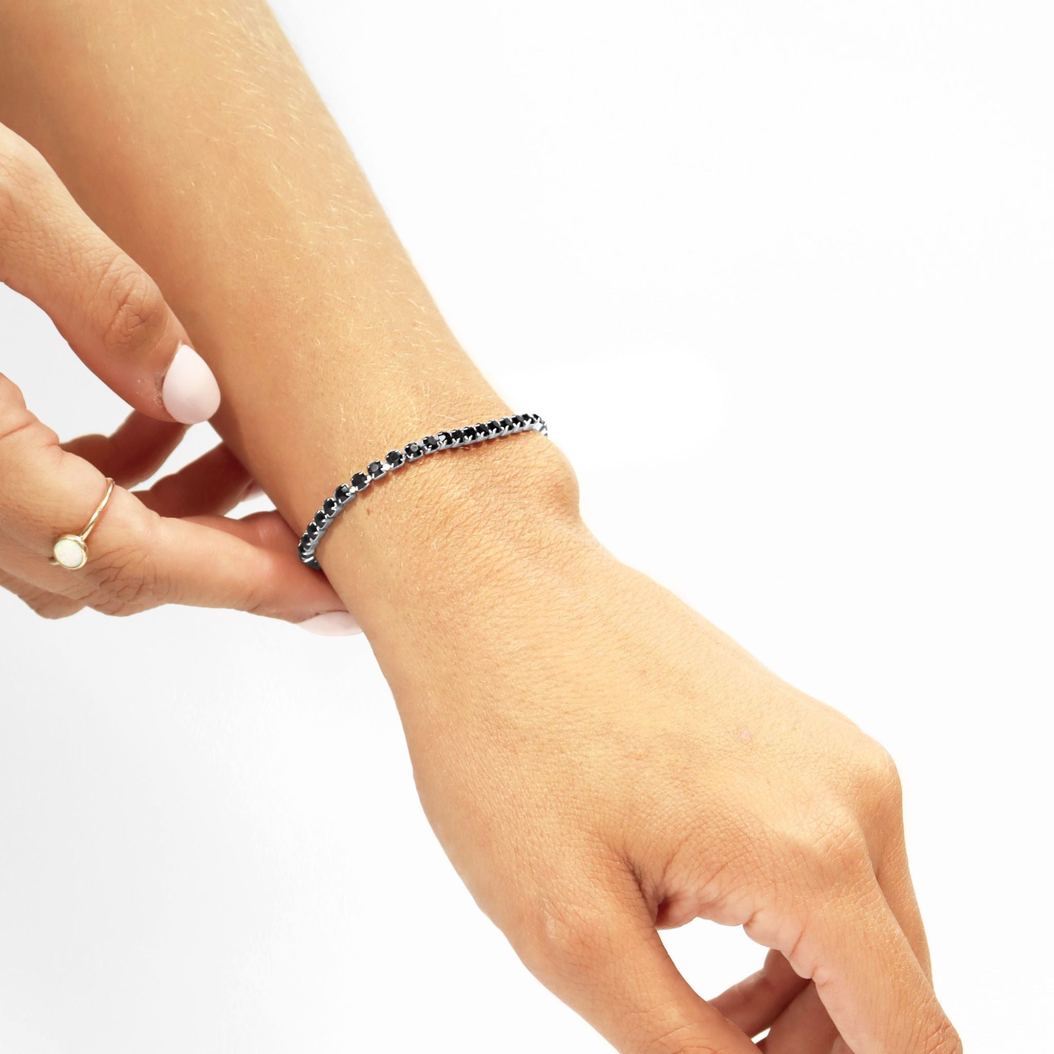 Stainless Steel Jet Rhinestone Tennis Chain Bracelet / TBR0003、mySite、dreamappss