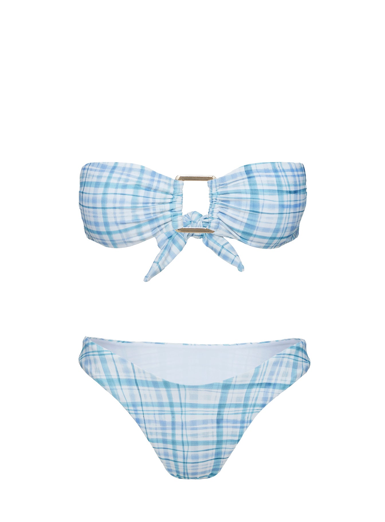 Calbira Bandeau Bikini Top Blue Check、mySite、solidvoid
