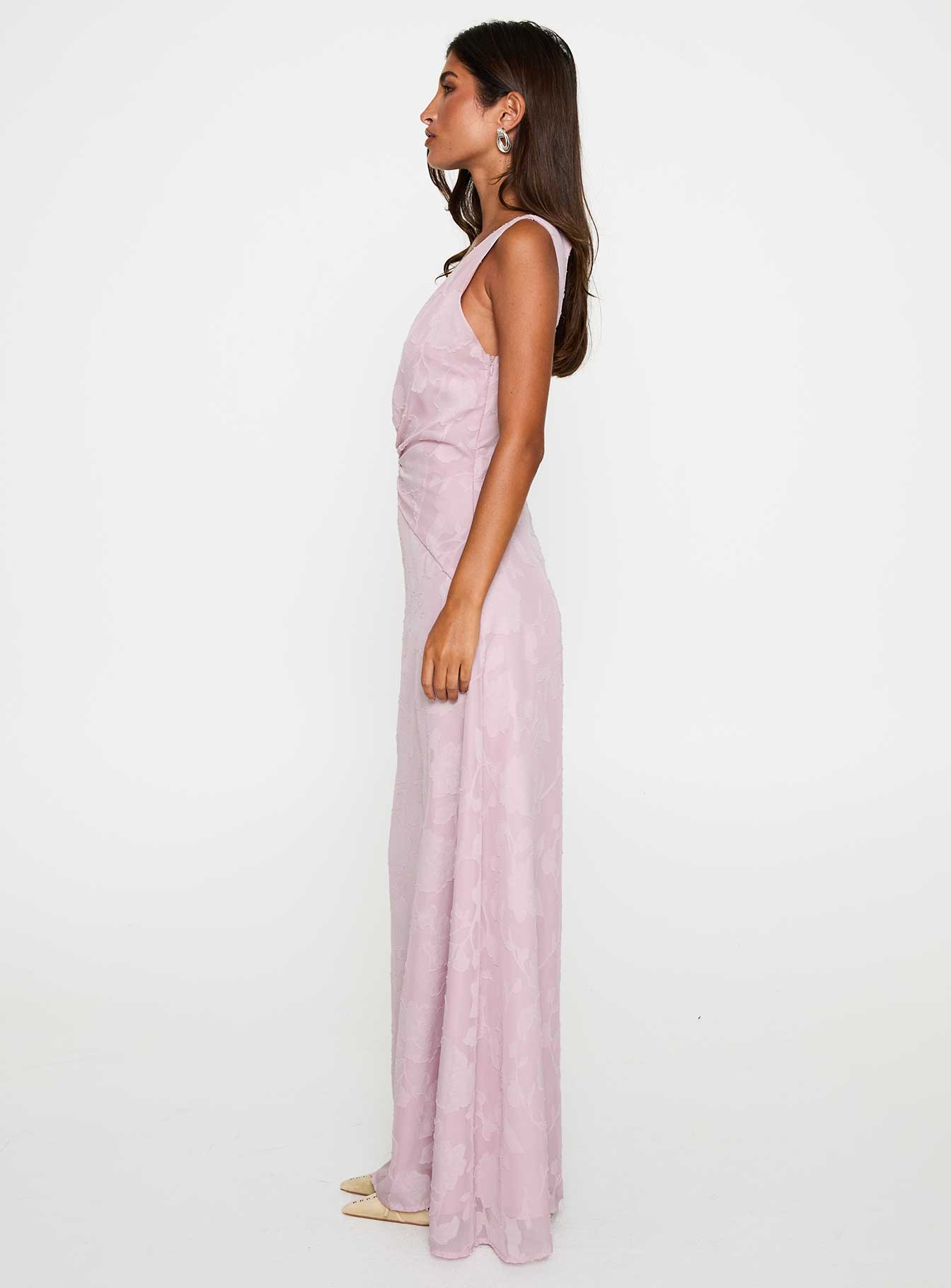 Frederica Plunge Burnout Maxi Dress Mauve、mySite、solidvoid