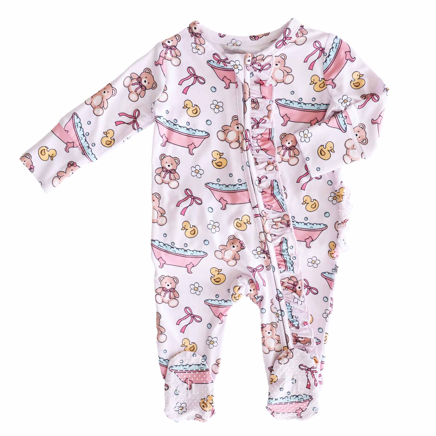  Bathtime Besties Ruffle Zipper Footie | Pink、mySite、layawaytickets