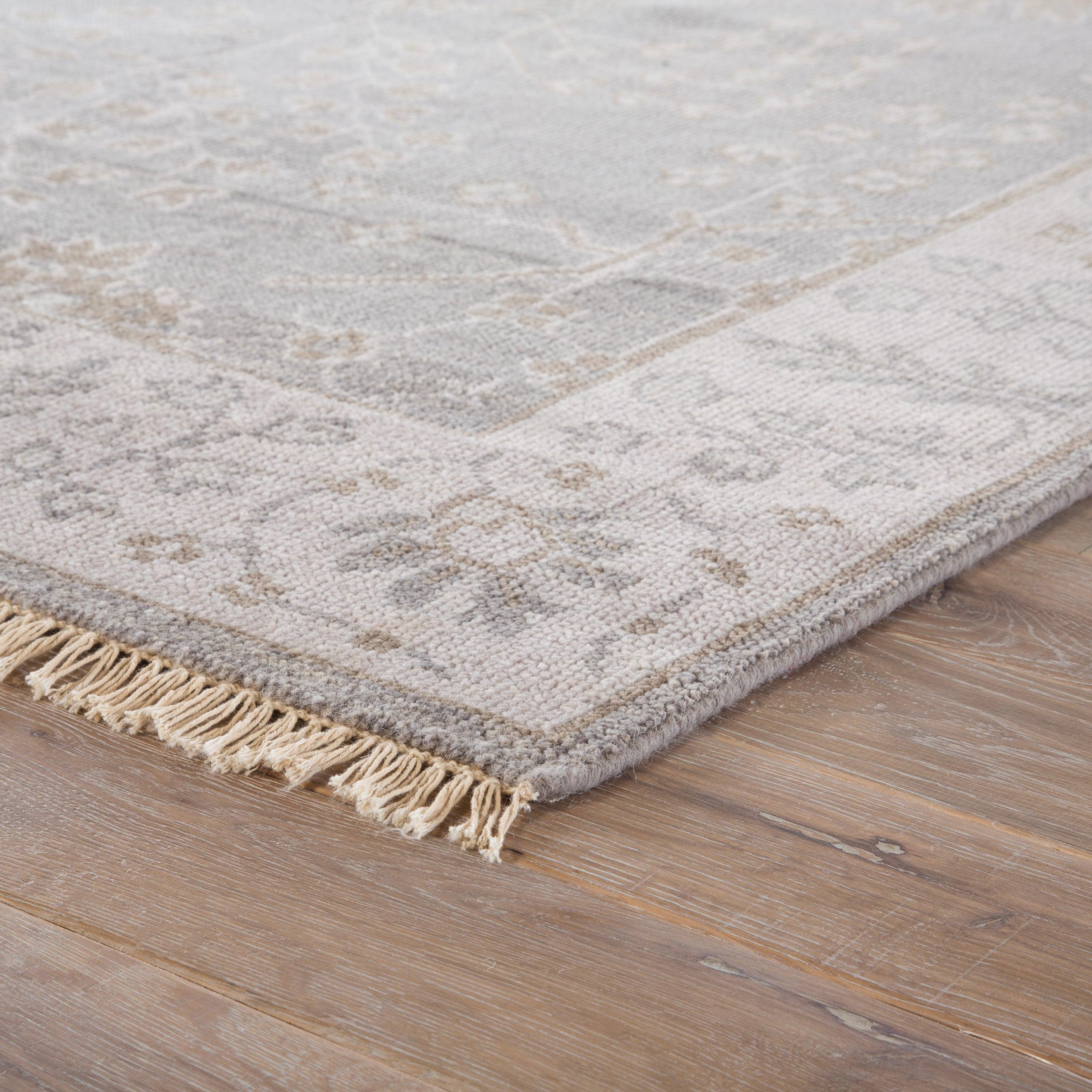 Reagan Hand-Knotted Bordered Gray Beige Area Rug、mySite、gigharbornorthrealestate