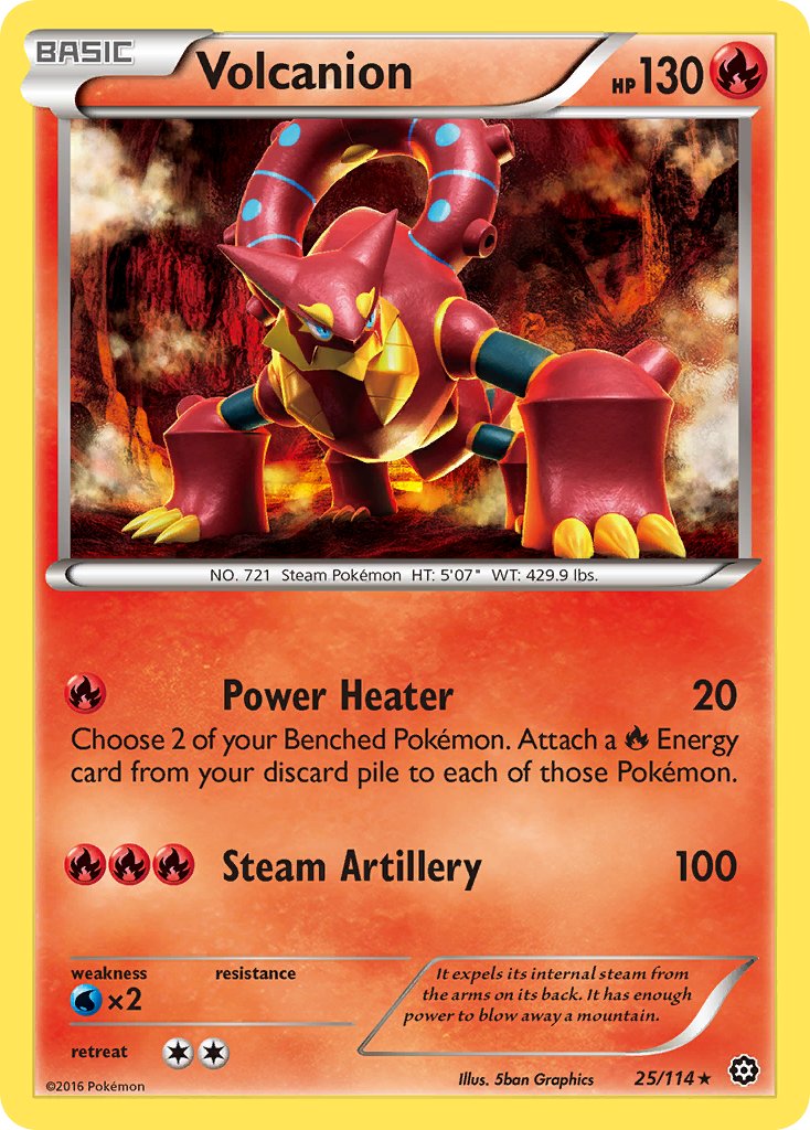 Volcanion (25/114) (Cracked Ice Holo) (Theme Deck Exclusive) XY: Steam Siege、mySite、waistdrama