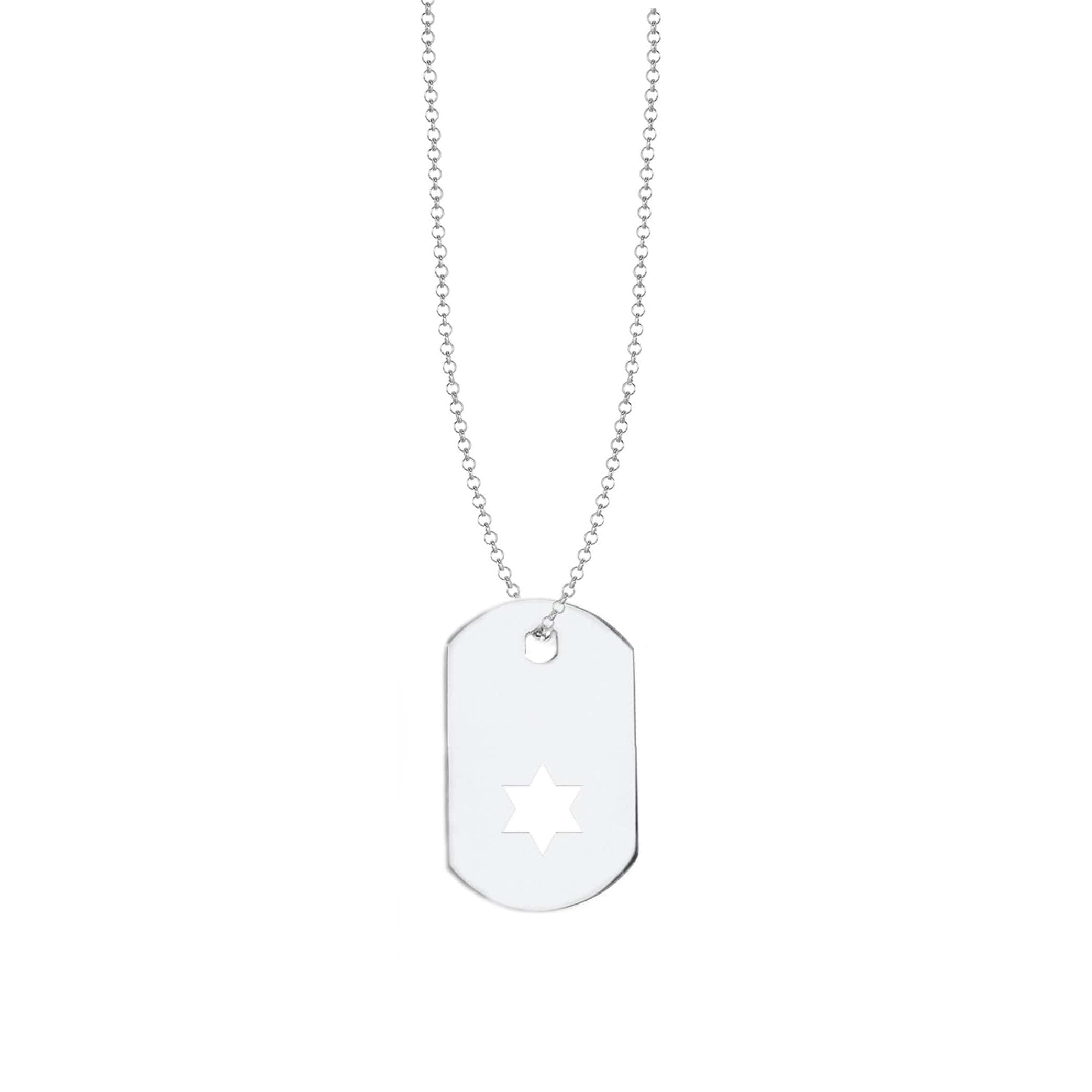 Star of David ID Tag Necklace - (Sterling Silver, Gold-Plated or Two-Tone)、mySite、topwebapps