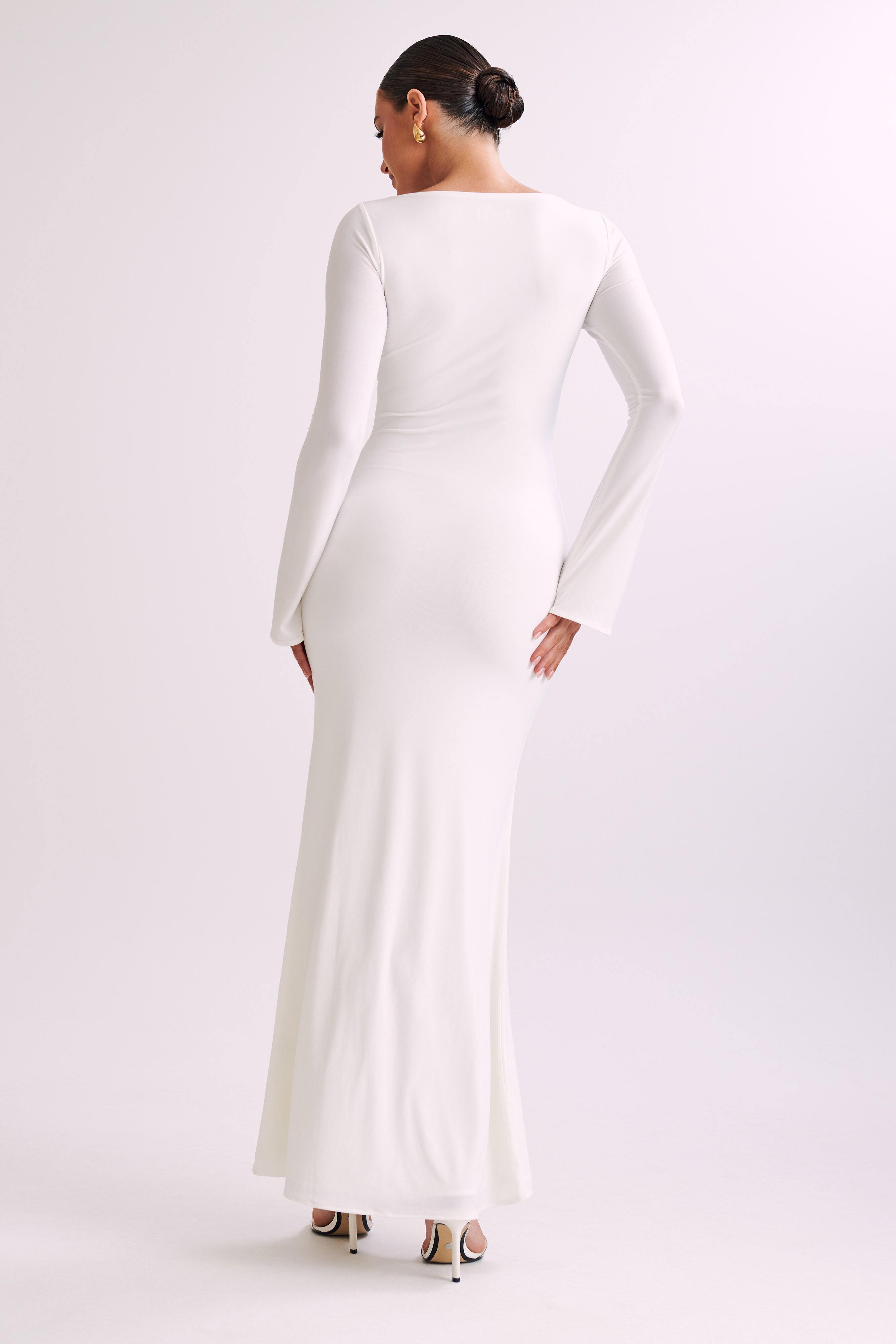 Tarna Slinky Fishtail Maxi Dress - Ivory、mySite、solidvoid