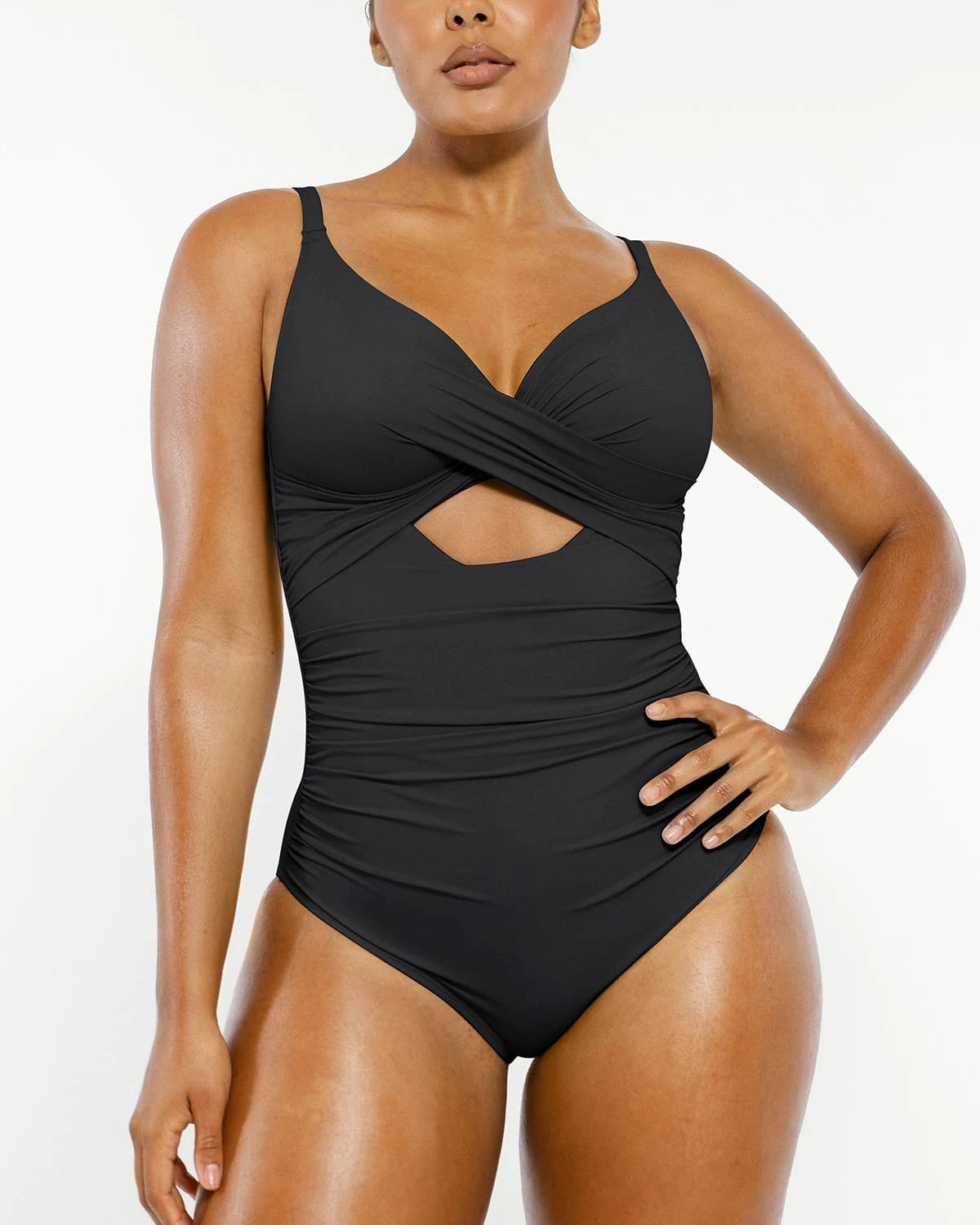Smart Sculpt Ribbed Cutout-Front Shaping Swimsuit、mySite、bengalsvssteelers