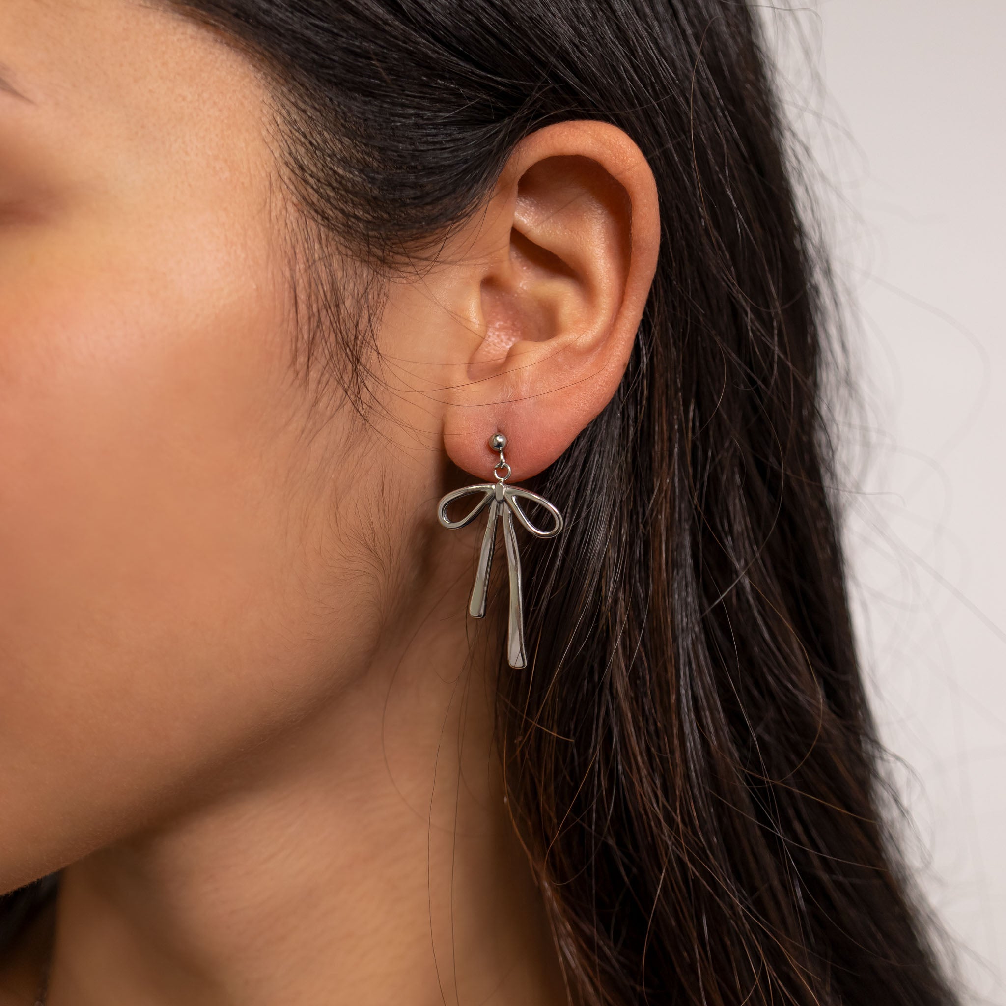 18K Gold PVD Stainless Steel Ribbon Bow Earrings / ERJ0084、mySite、dreamappss