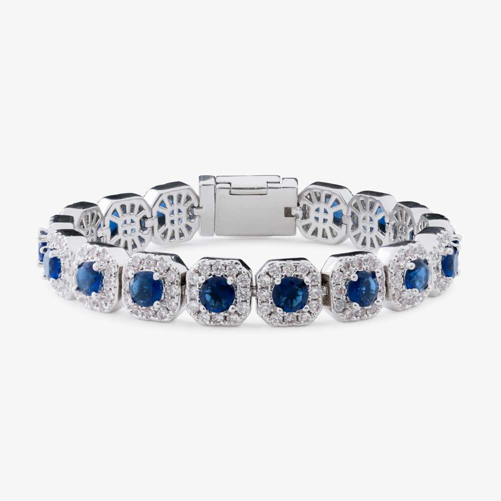 Blue Gemstone Halo Cluster Bracelet、mySite、hinf8tx79