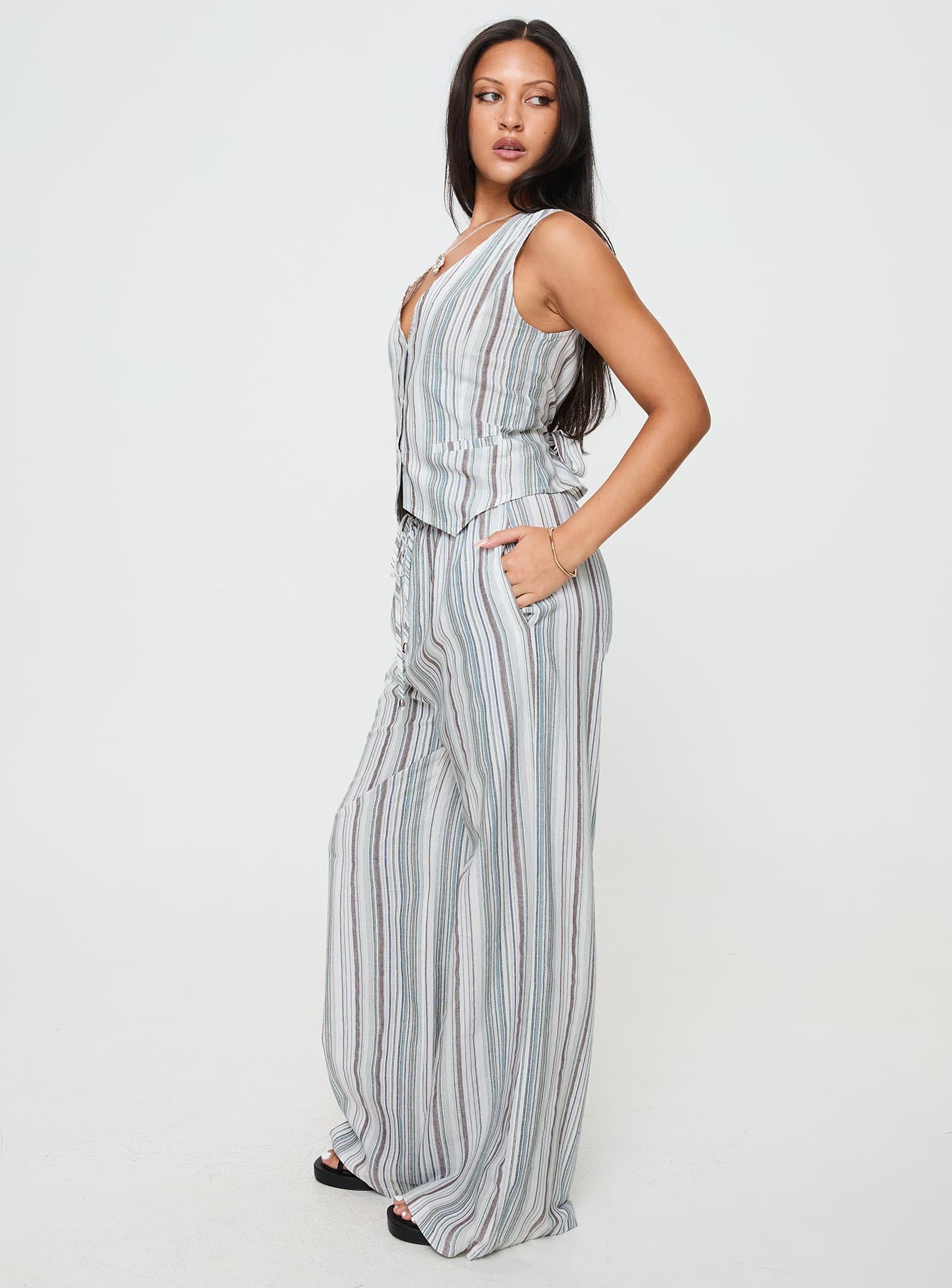 Flutters Pants White / Blue Stripe、mySite、solidvoid