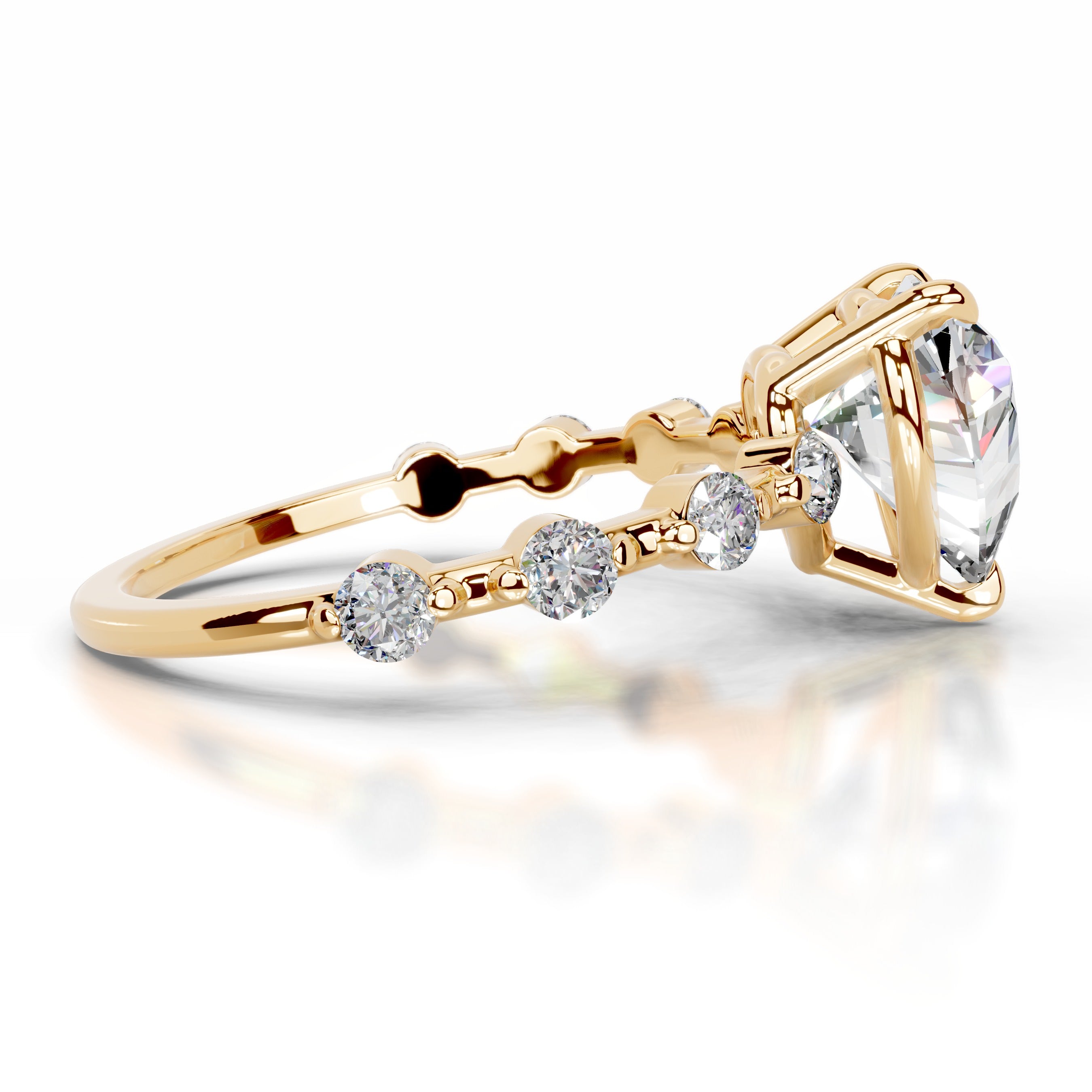 Bell Moissanite & Diamonds Ring - 18K Yellow Gold、mySite、hinf8tx79