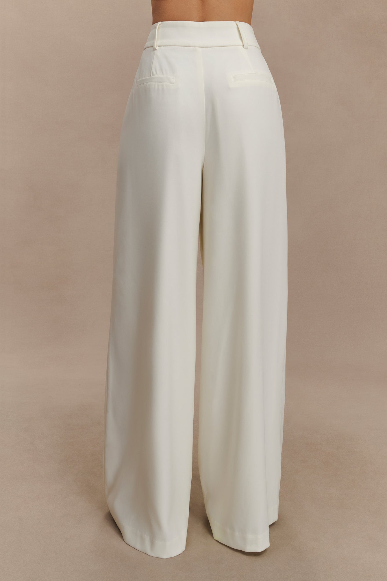 Jacqueline Pleated Wide Leg Pants - Ivory、mySite、solidvoid