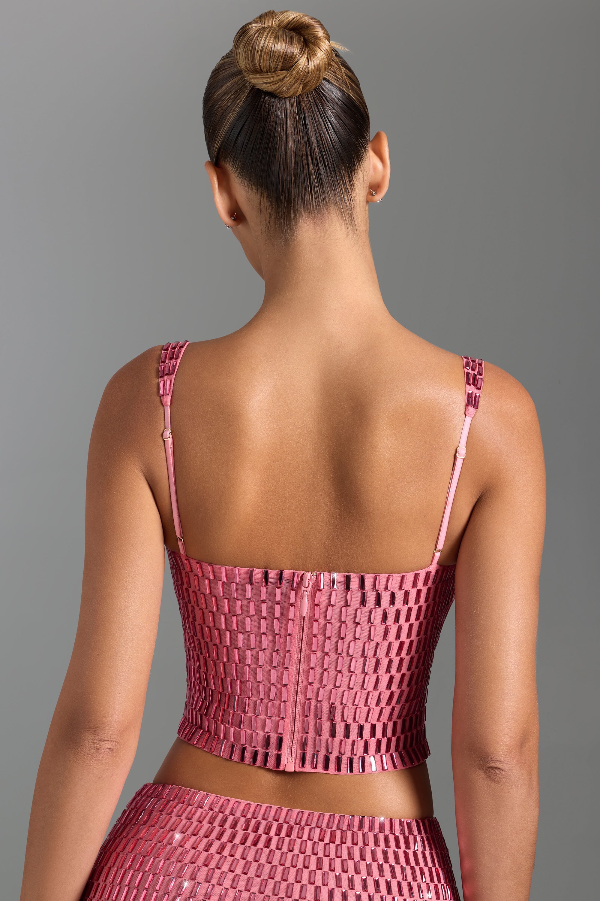 Embellished Square-Neck Top in Watermelon、mySite、solidvoid