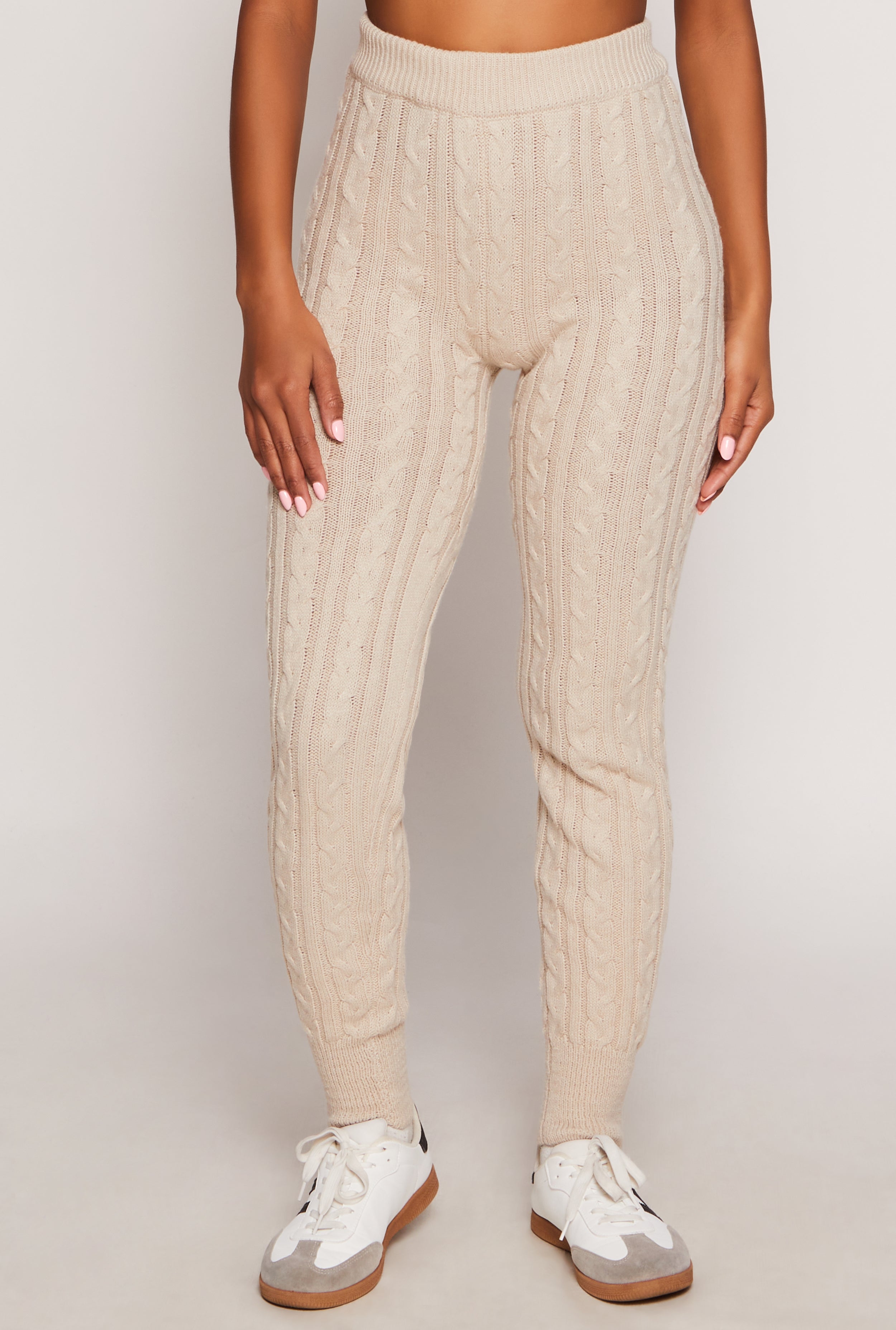 Cable Knit High Waist Joggers、mySite、camillekostekn