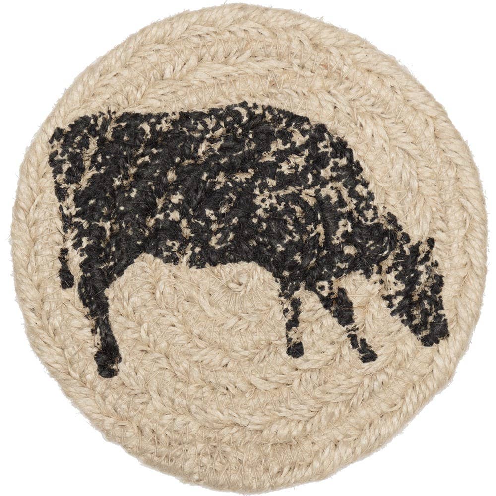 Cow or Pig Jute Country Coaster Sets of 6-Sawyer Mill、mySite、g9winljtr