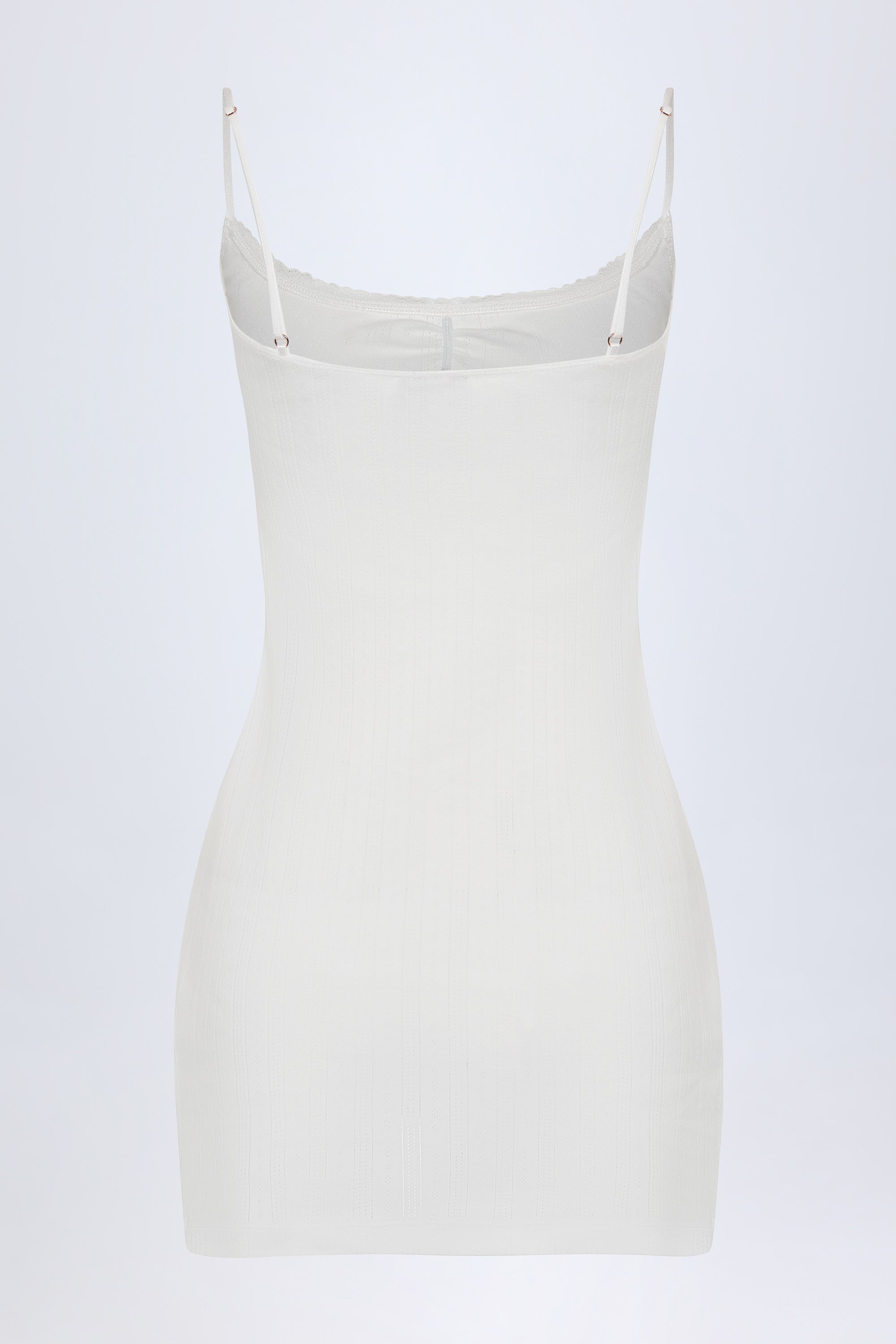  Pointelle Ruched A-Line Mini Dress in White、mySite、sugarbowlscore