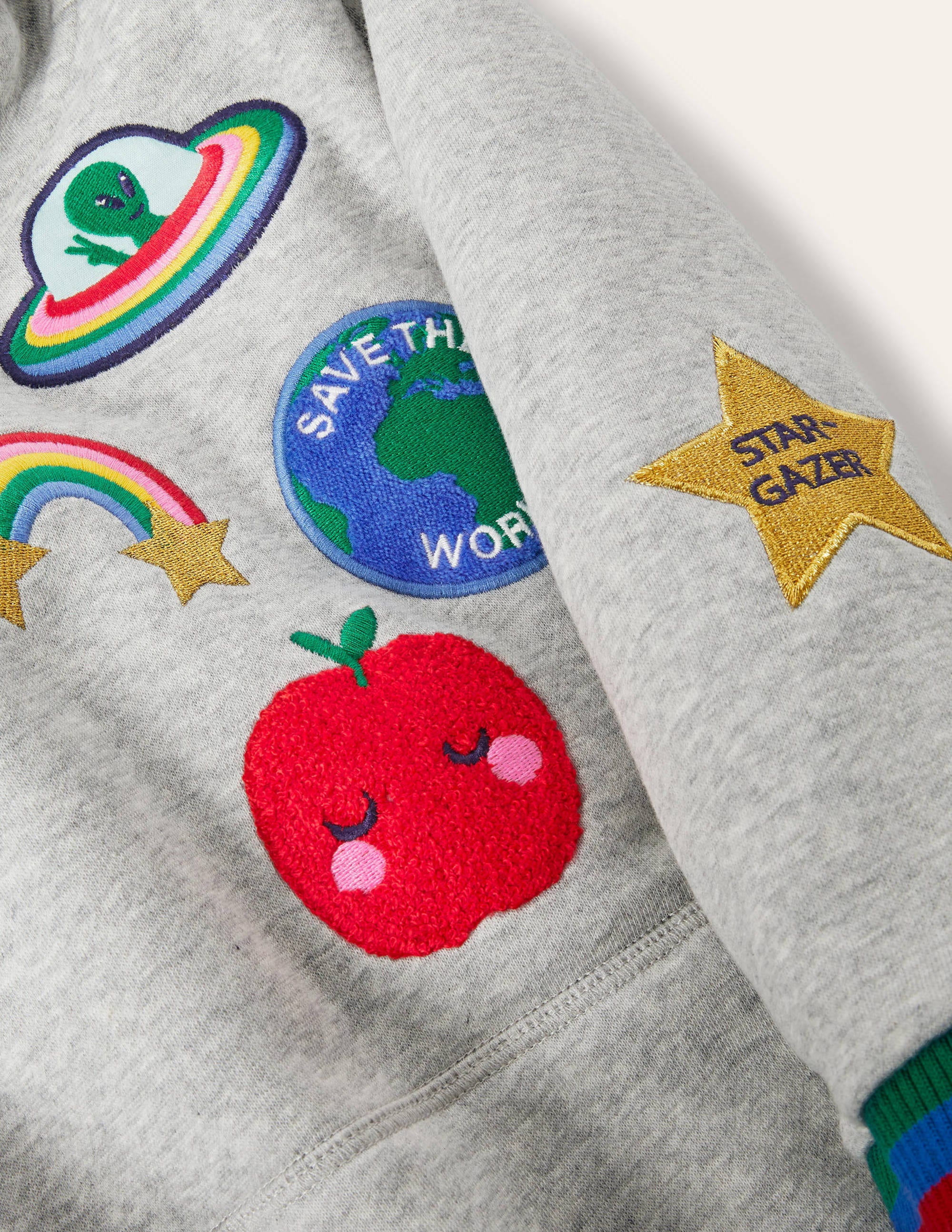  Cosy Hooded Sweatshirt Dress-Grey Marl Badges、mySite、ashleygrahame