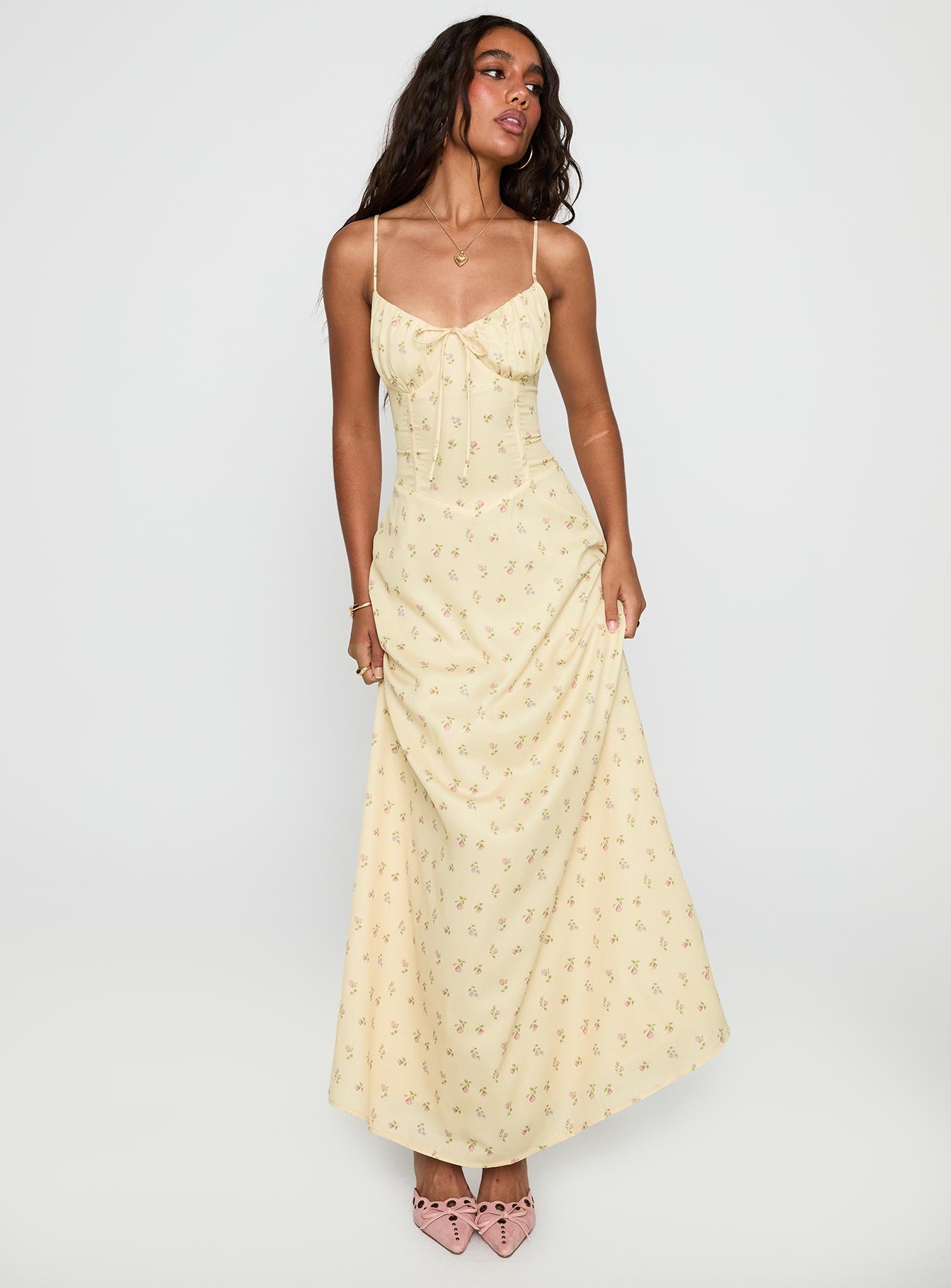 Members Only Maxi Dress Yellow Floral、mySite、solidvoid