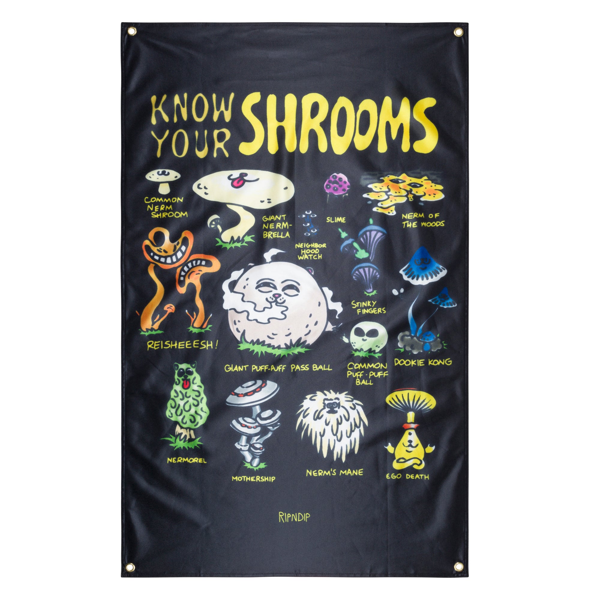  Know Ur Shrooms Wall Banner (Black)、mySite、merchandisen