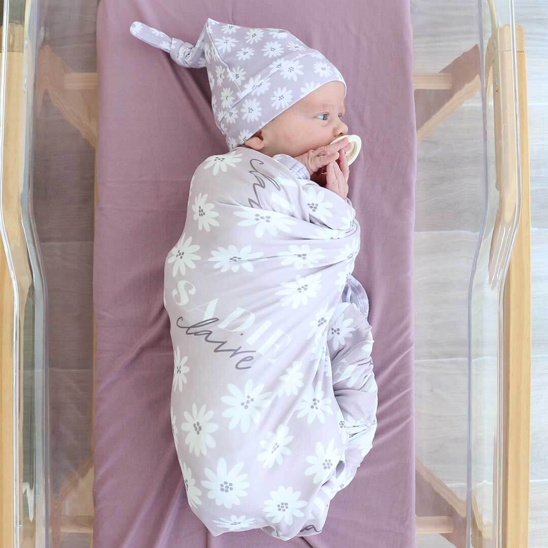  Purple Daisy Personalized Swaddle Blanket、mySite、layawaytickets