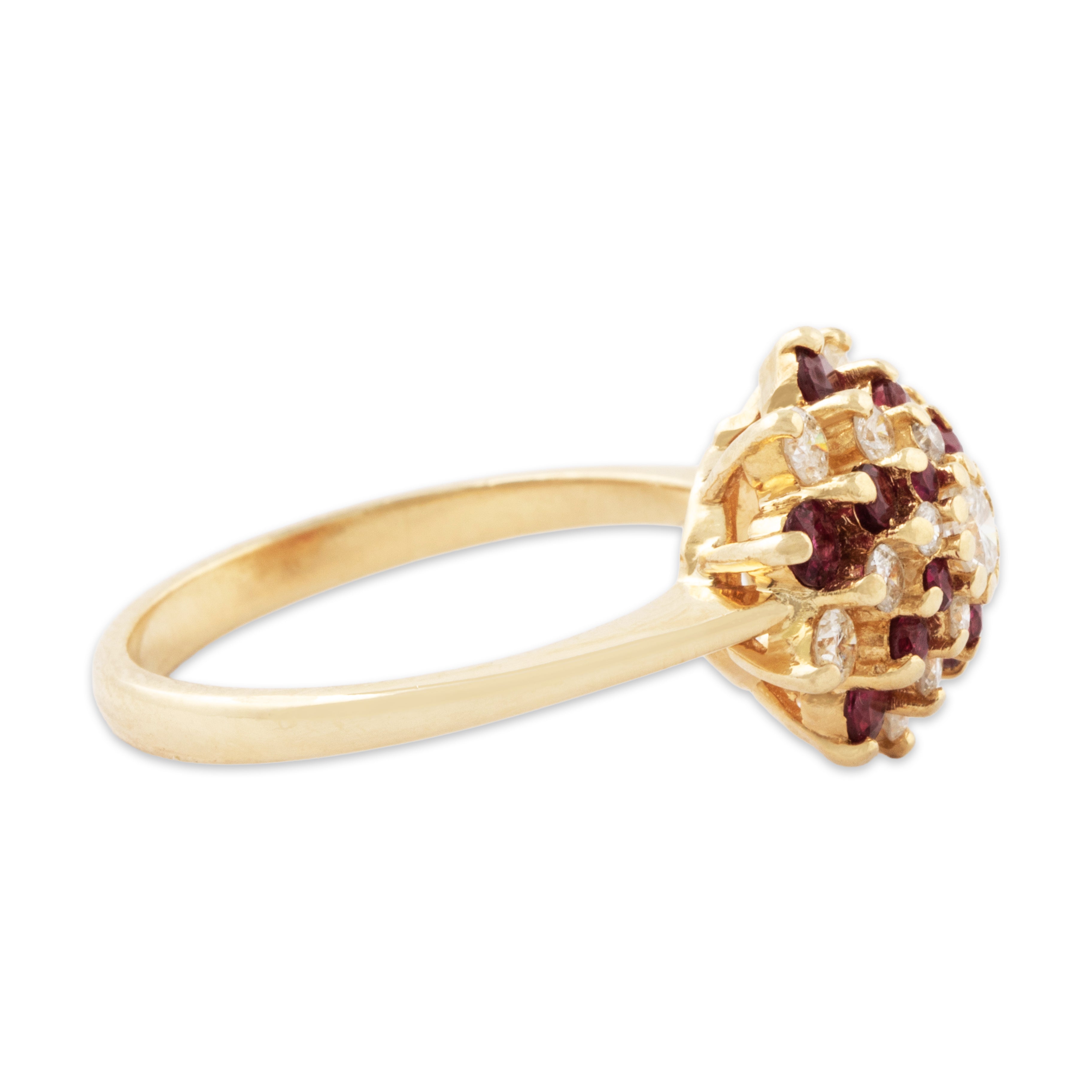 Vintage 14k Yellow Gold .47cttw Diamond Ruby Stunning Starburst Swirl Ring 6.75、mySite、hinf8tx79