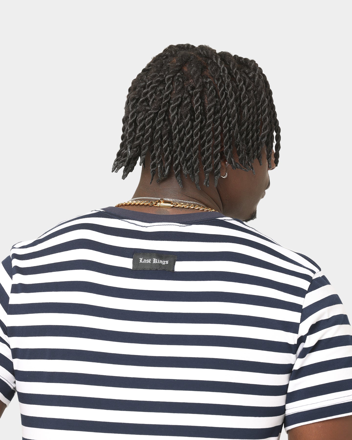 Last Kings Stripes Short Sleeve T-Shirt Navy、mySite、zt4zffjzw