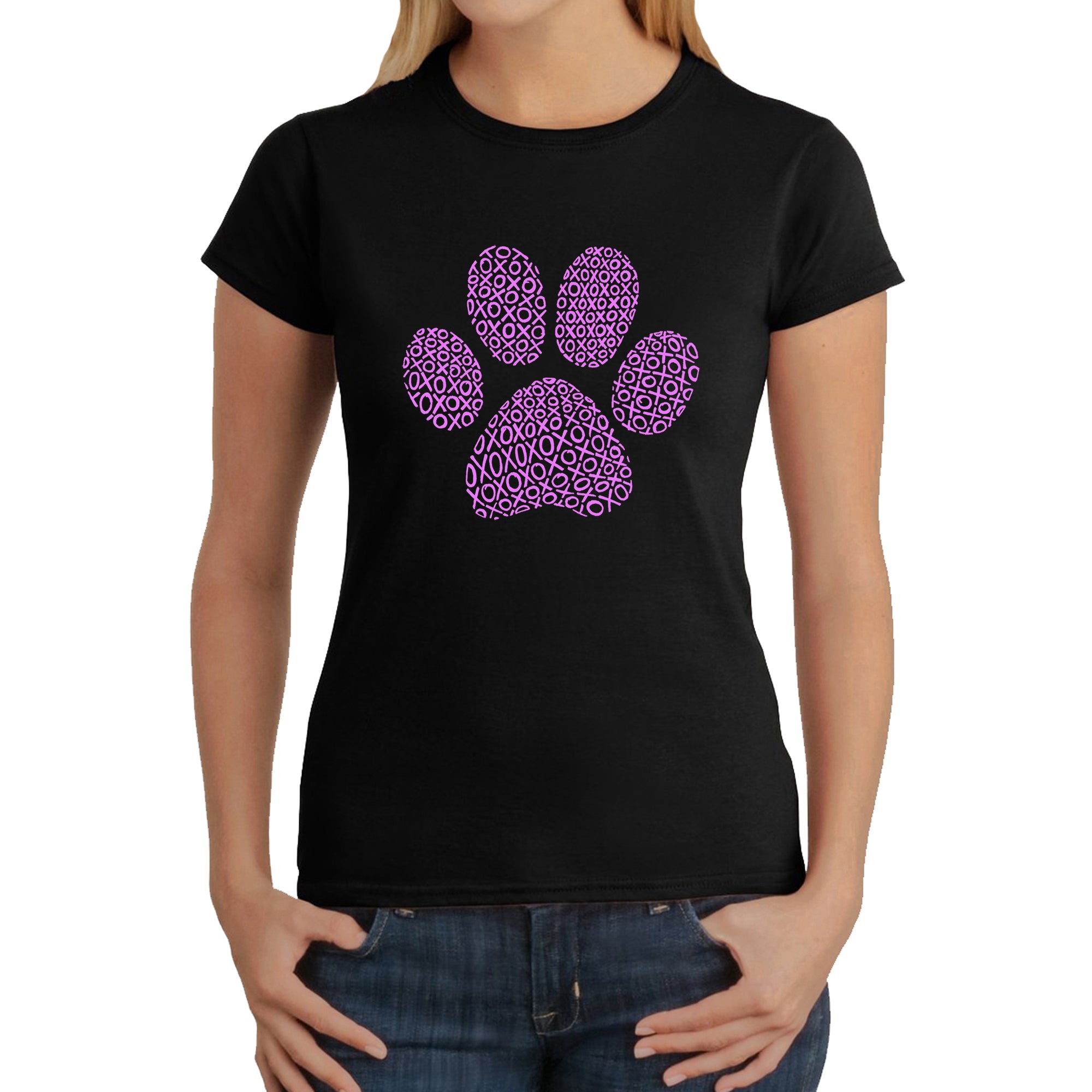 XOXO Dog Paw - Women's Word Art T-Shirt、mySite、camillekostekn
