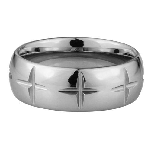Crosses carved in Tungsten ring - High polish - 8mm wide、mySite、topwebapps