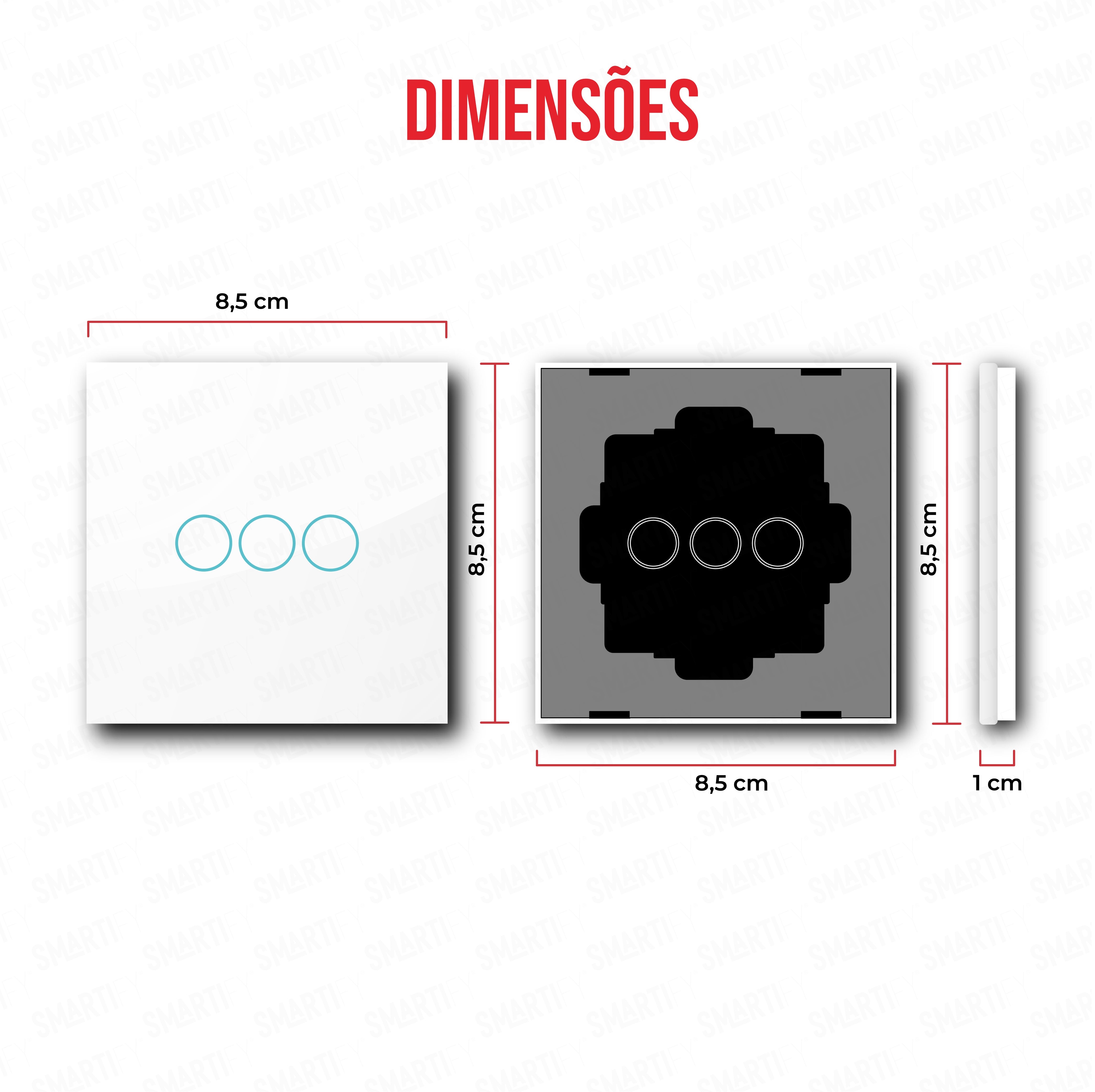 Smartify vPRO Espelho Simples de 3 botões Branco - SYPE103BR、mySite、fannypackpong